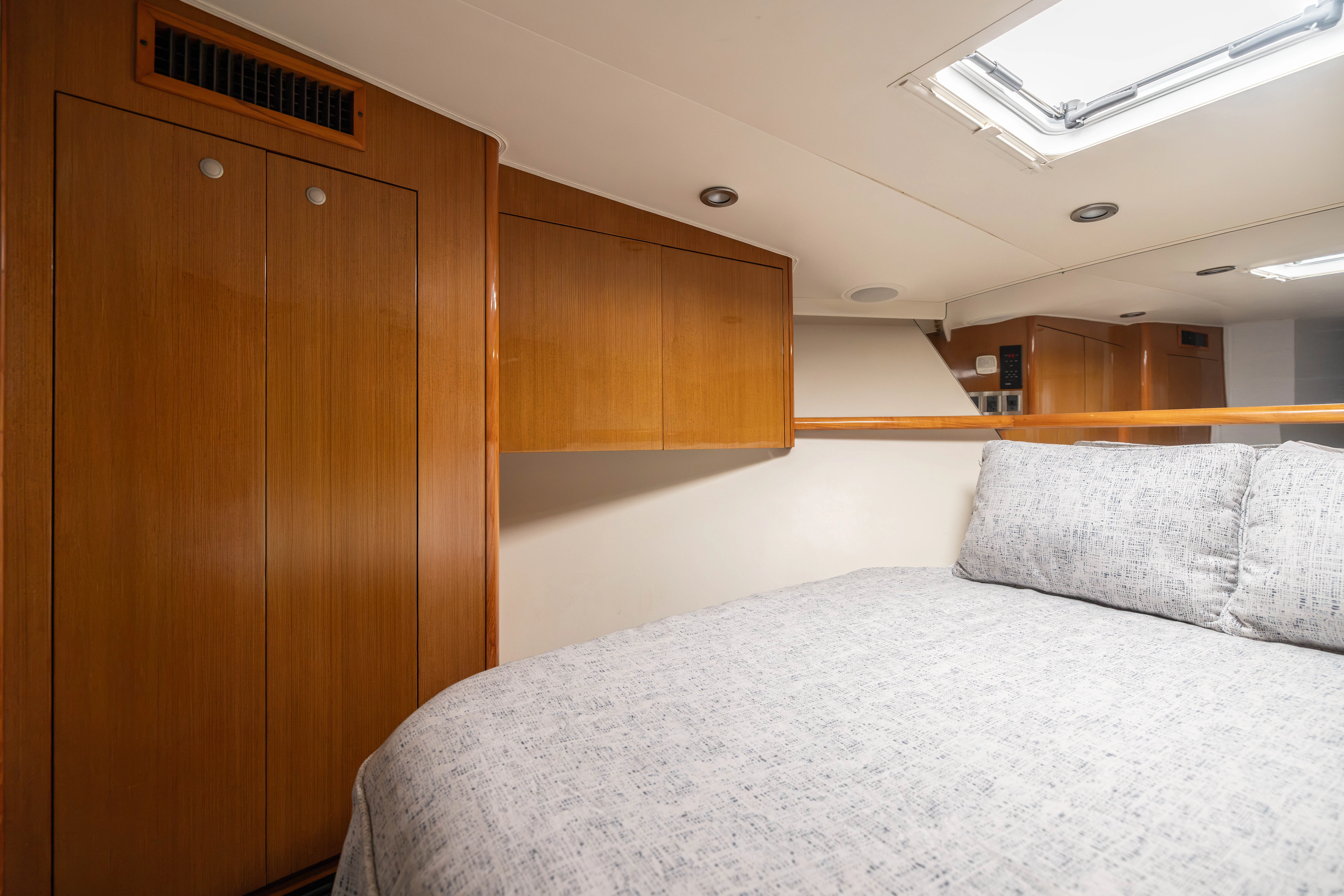 a bed in a room aboard ANEJO Yacht for Sale