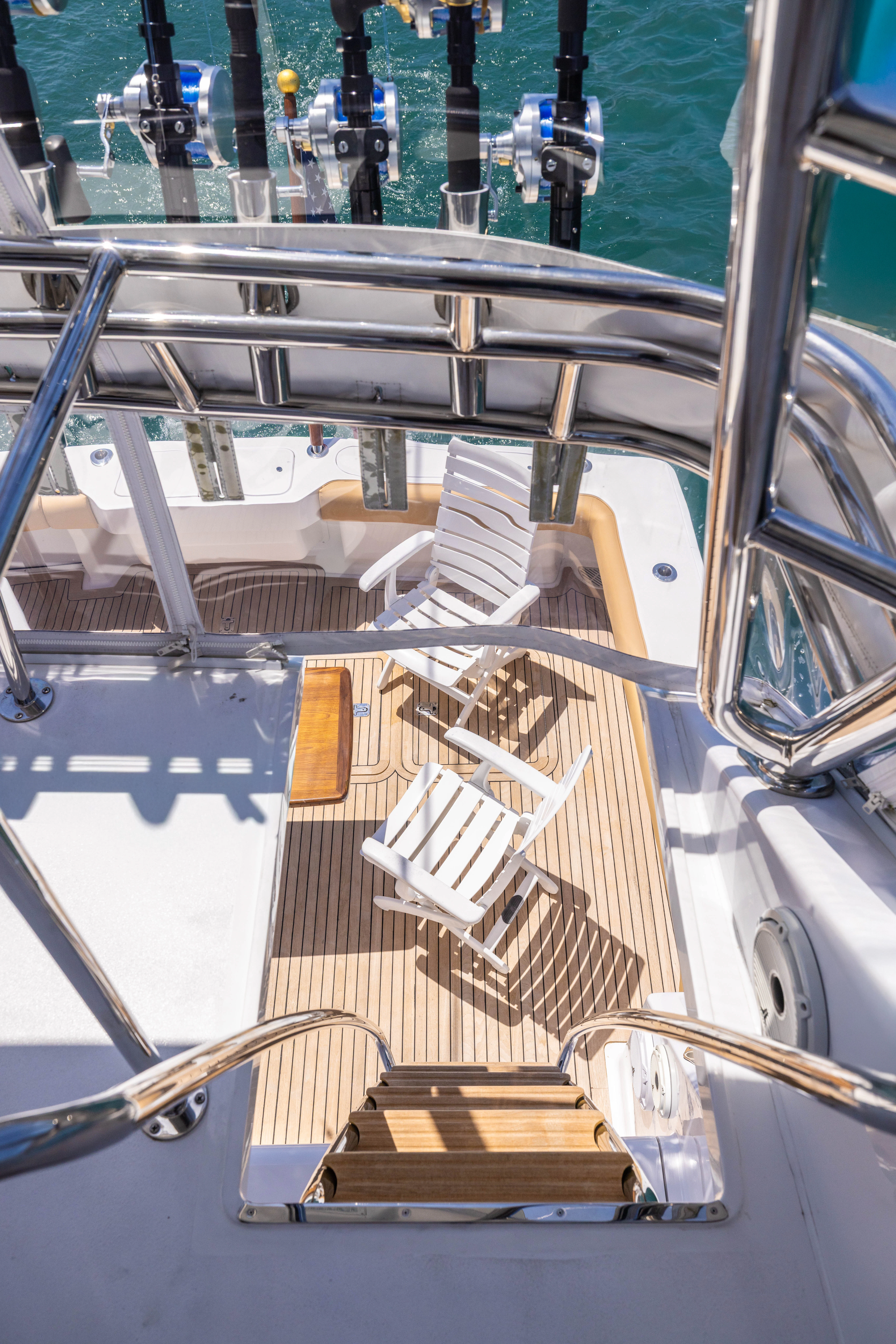 a large metal object with a metal frame on a boat aboard ANEJO Yacht for Sale