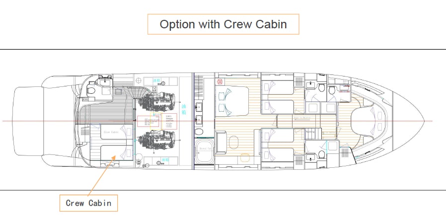 diagram, engineering drawing aboard ALLEGRO FLYBRIDGE 82 MODEL-X Yacht for Sale