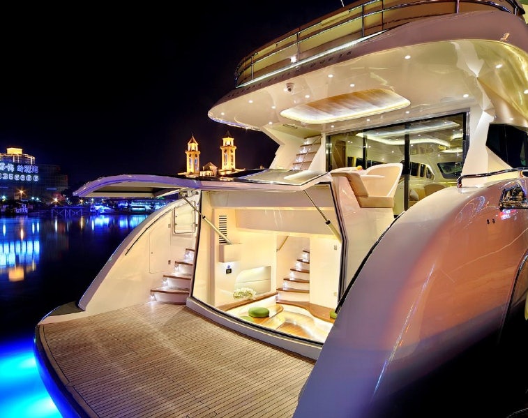 a boat on the water aboard ALLEGRO FLYBRIDGE 82 MODEL-X Yacht for Sale