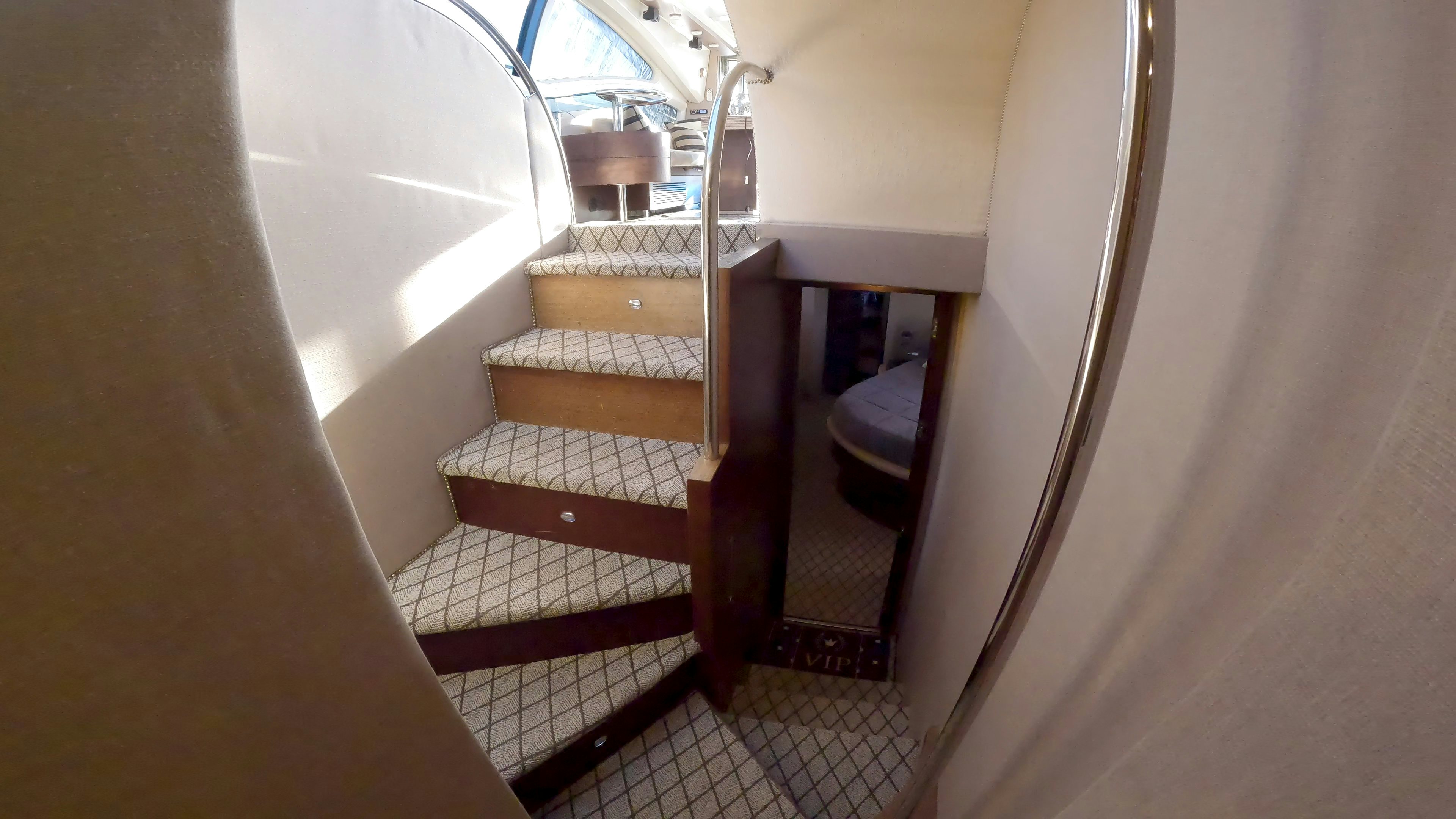 a staircase with a bed aboard BOAT Yacht for Sale