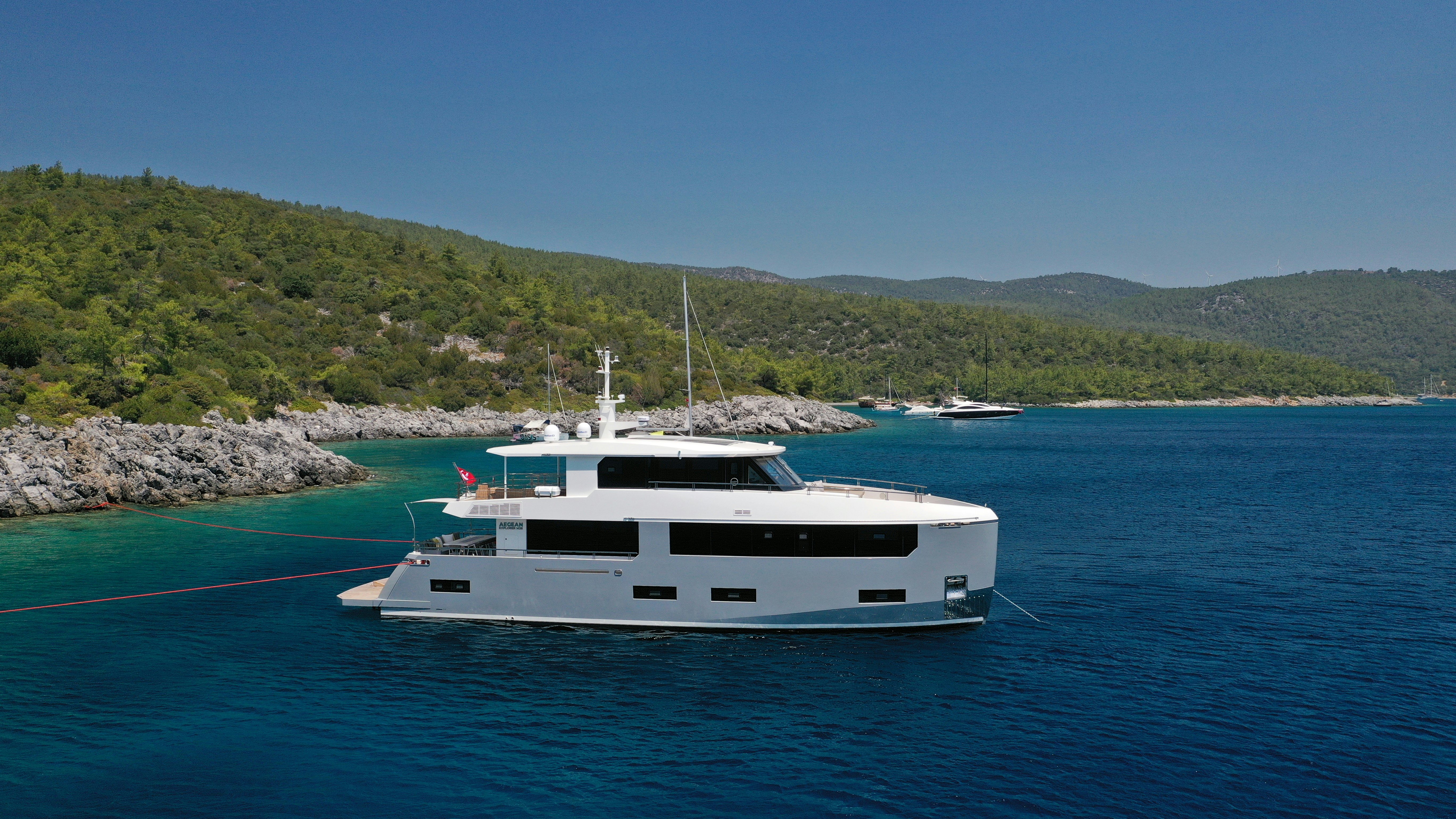 a boat on the water aboard AEGEAN EXPLORER 26M HULL #3 Yacht for Sale
