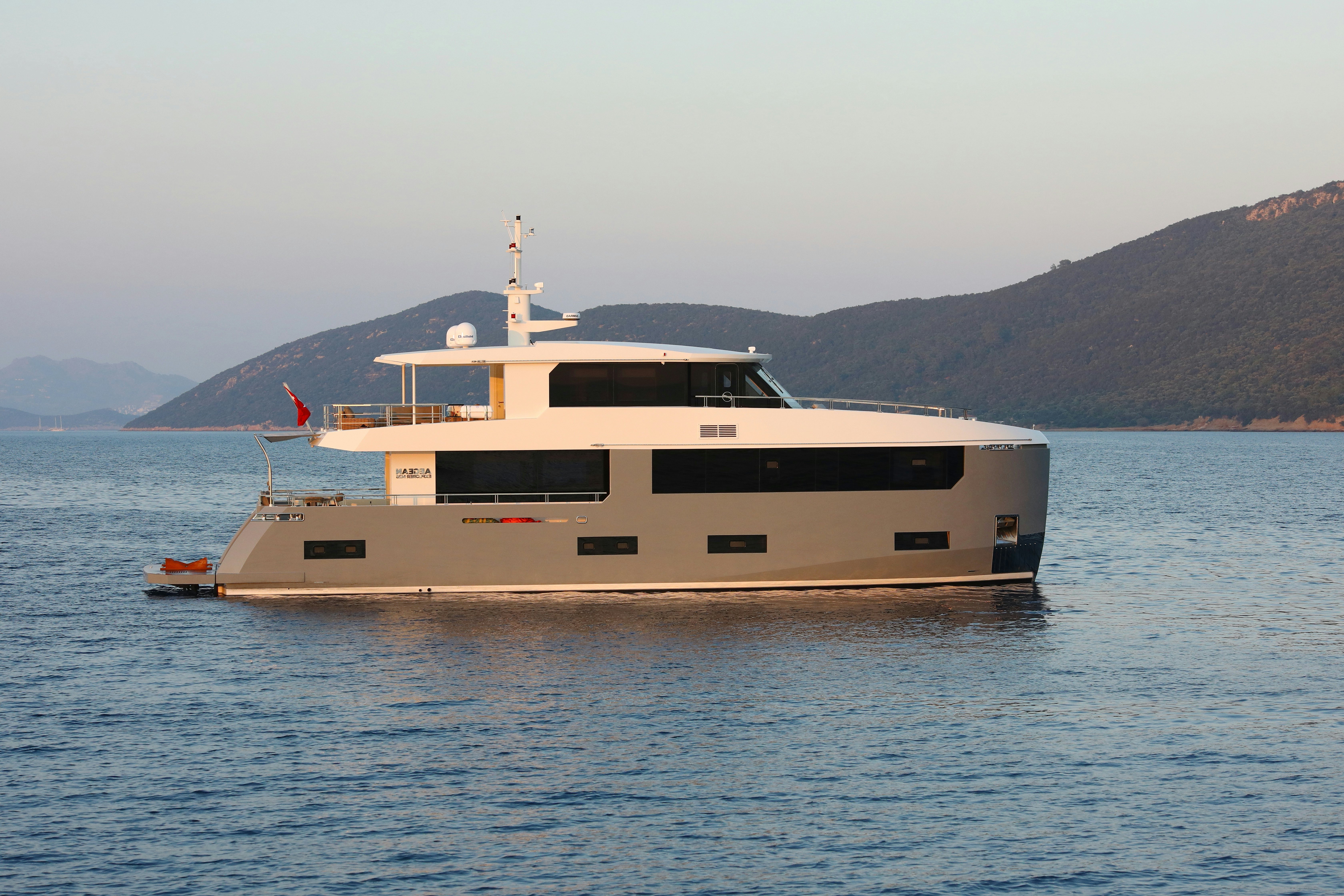 a boat in the water aboard AEGEAN EXPLORER 26M HULL #3 Yacht for Sale