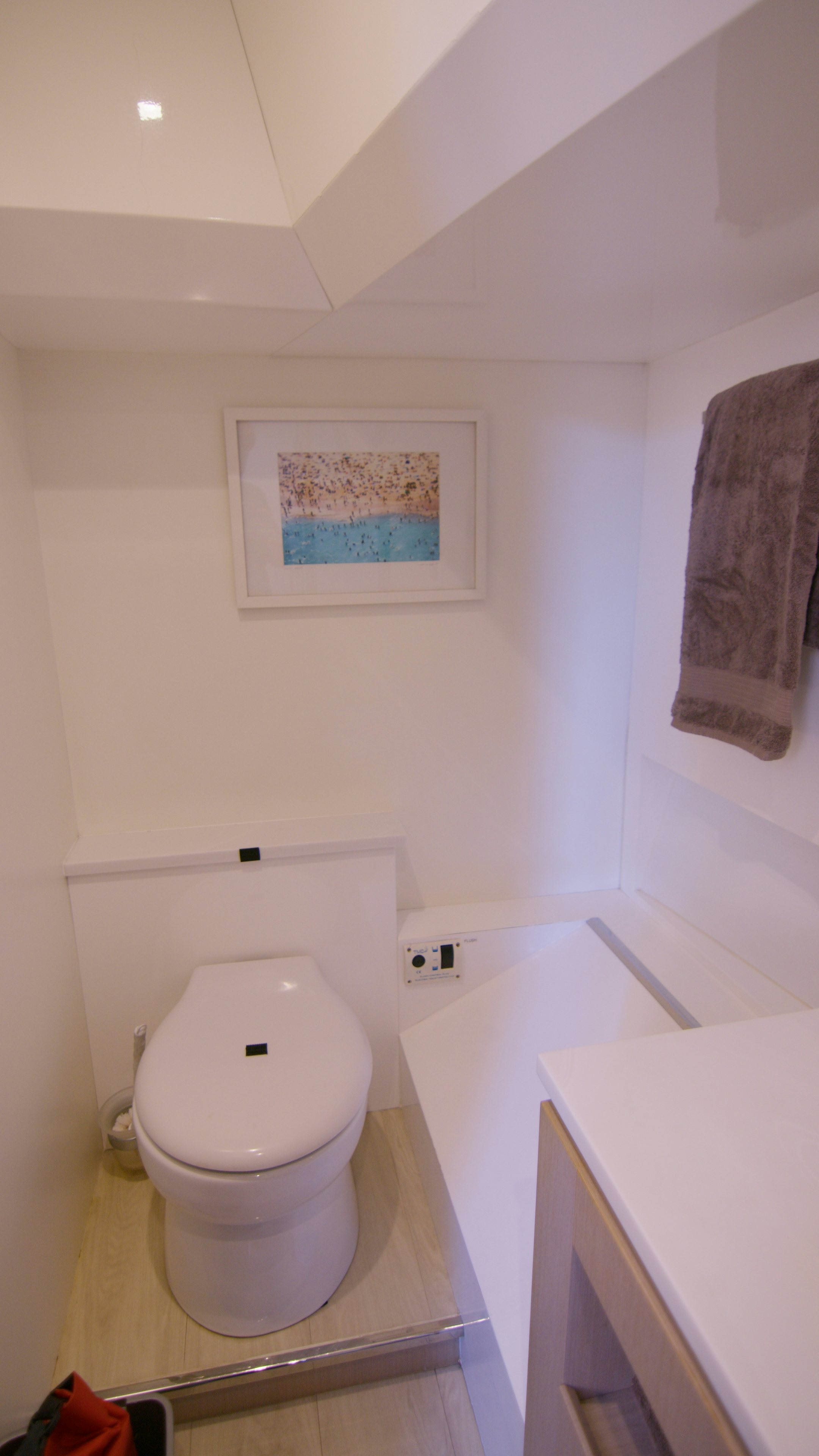 a toilet in a bathroom aboard QUIKWOOD Yacht for Sale