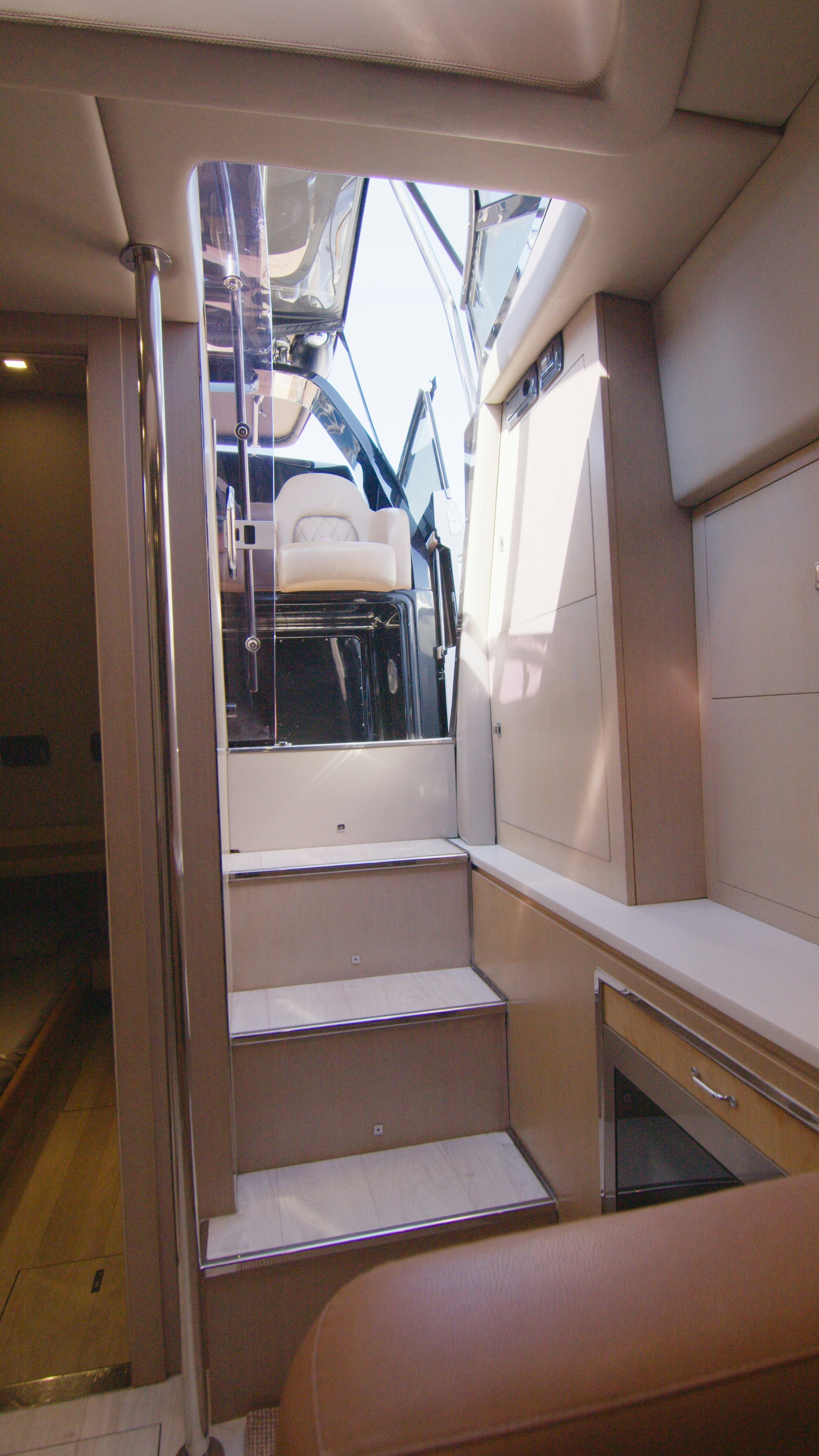 a bathroom with a large mirror aboard QUIKWOOD Yacht for Sale