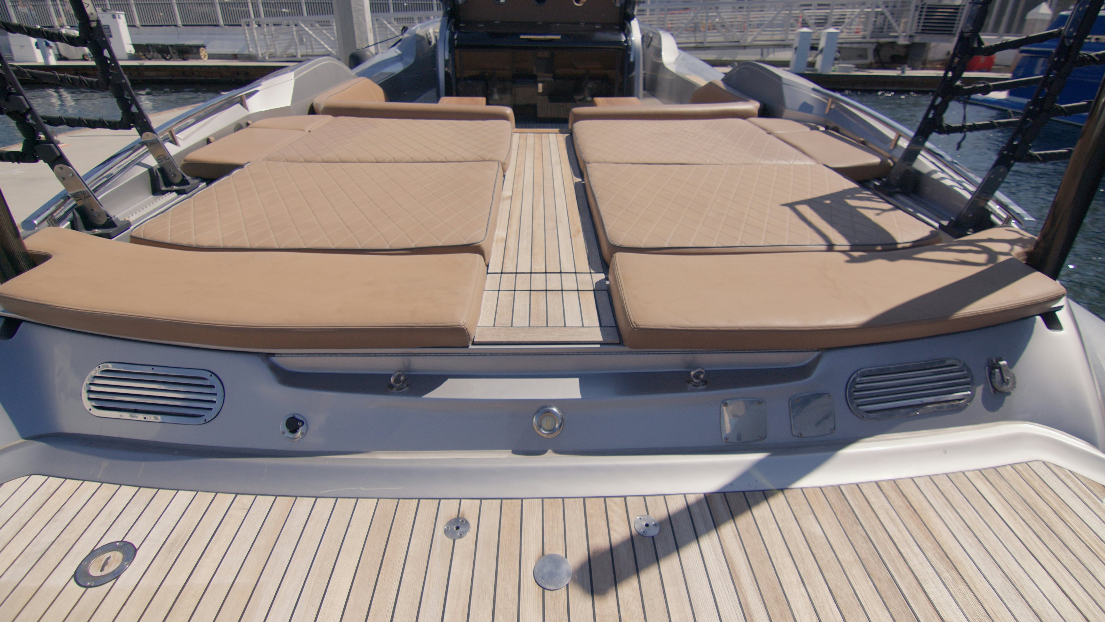 a large metal object with a wooden surface aboard QUIKWOOD Yacht for Sale