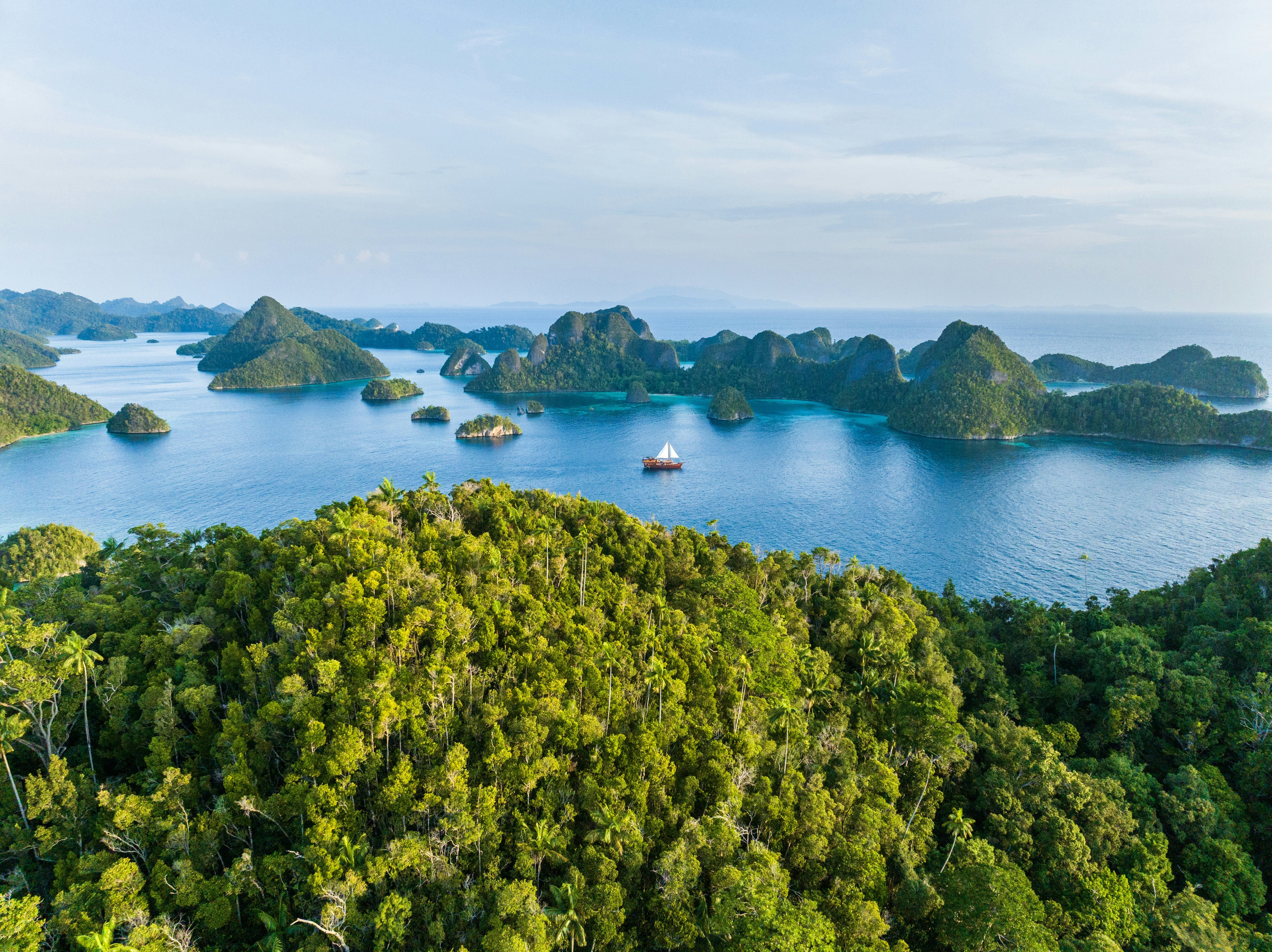 a body of water with islands in the distance aboard SEQUOIA Yacht for Charter