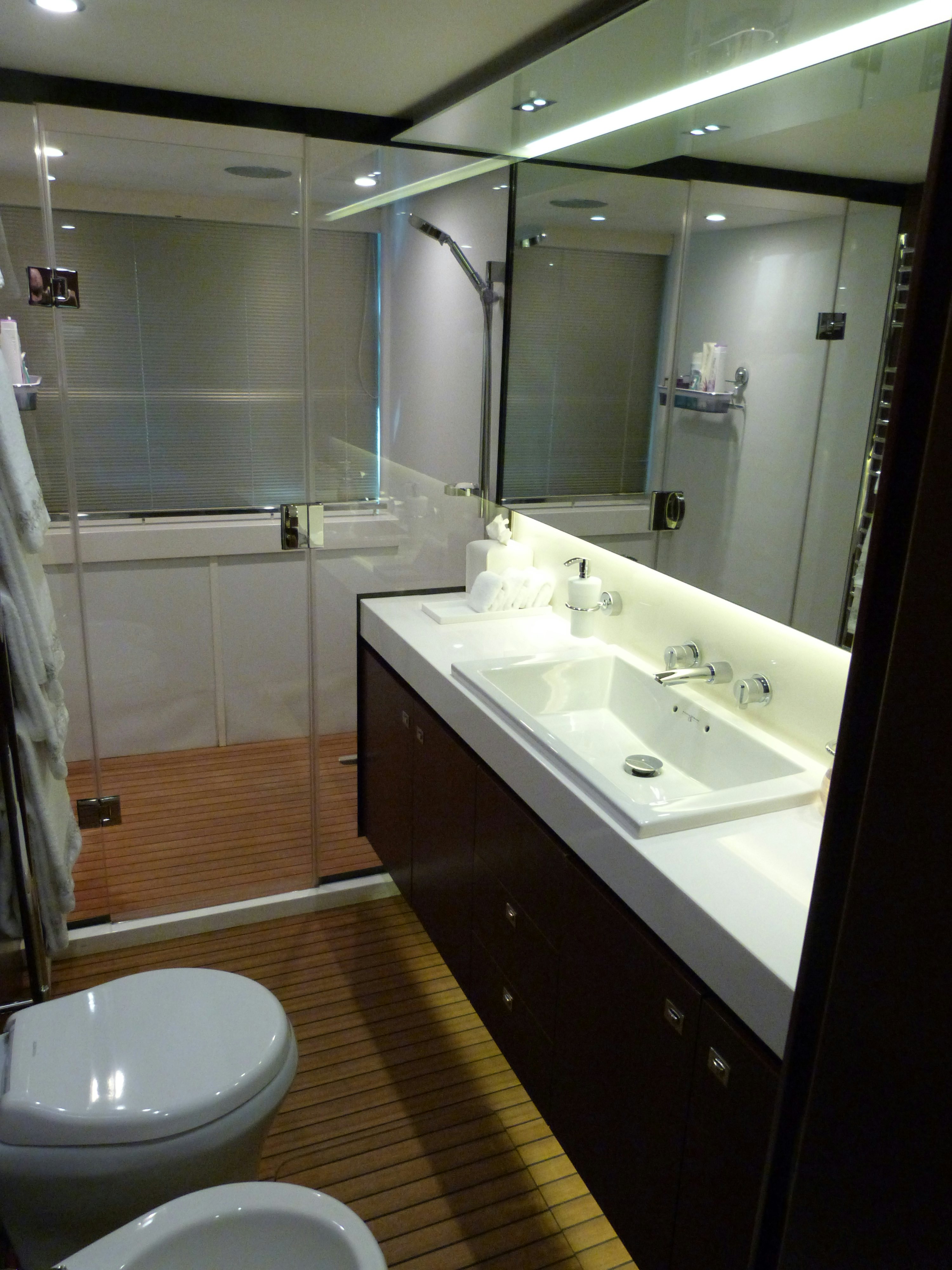 a bathroom with a large sink aboard LADY A Yacht for Sale