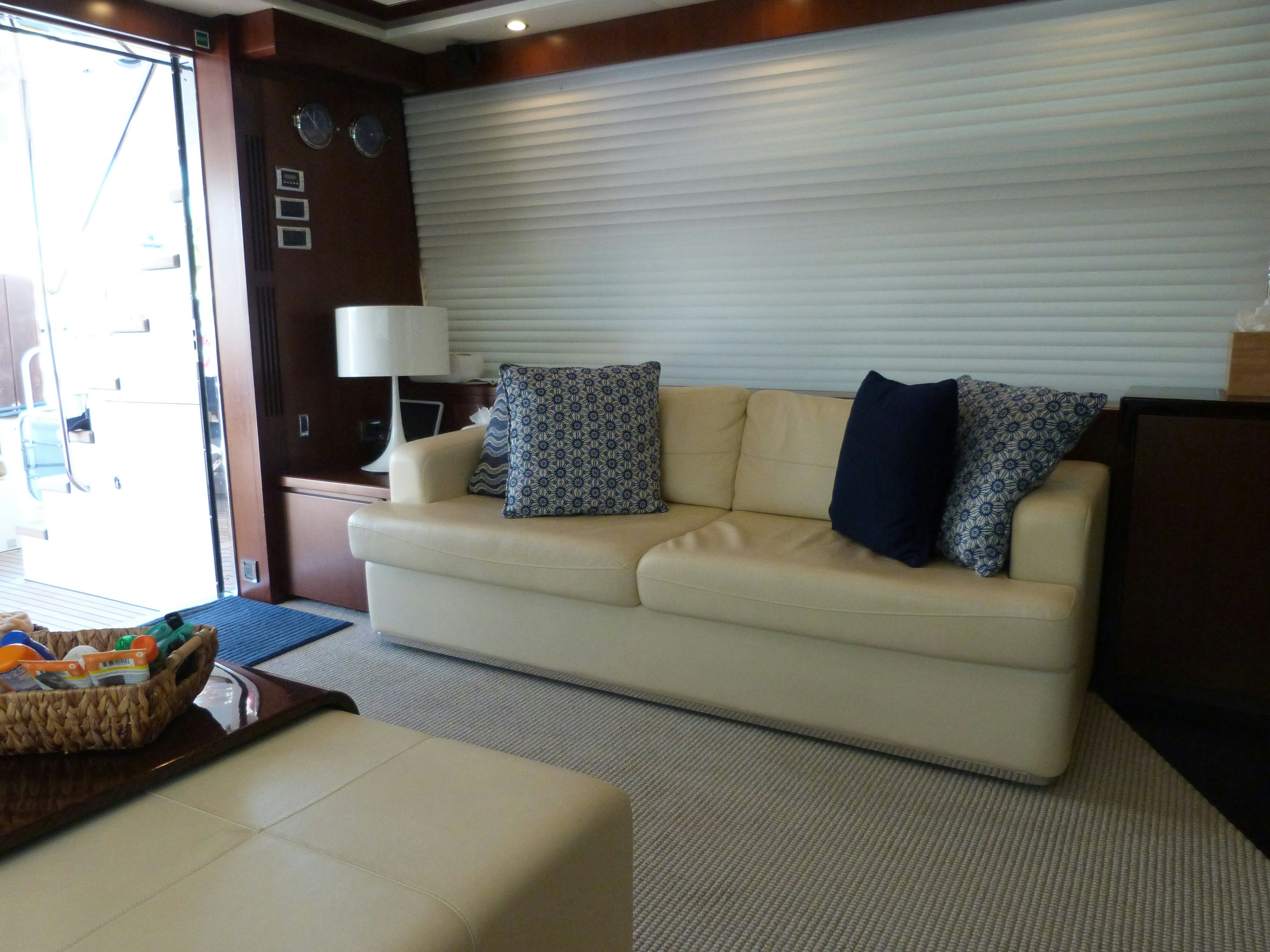 a couch in a room aboard LADY A Yacht for Sale