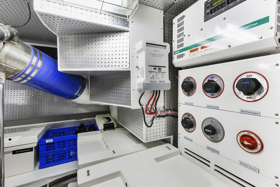 close-up of a white machine aboard PORK CHOP Yacht for Sale