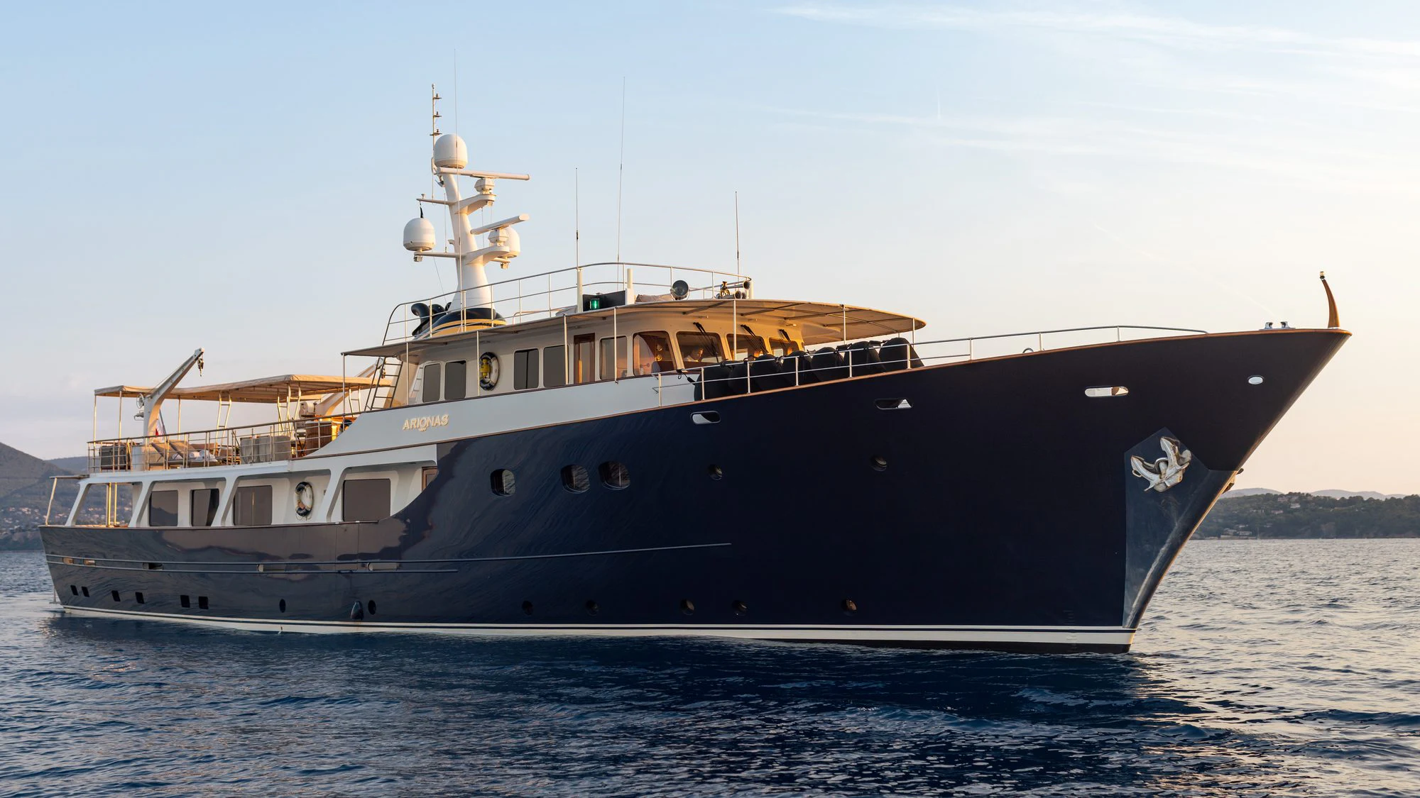 a large ship on the water aboard ARIONAS Yacht for Charter