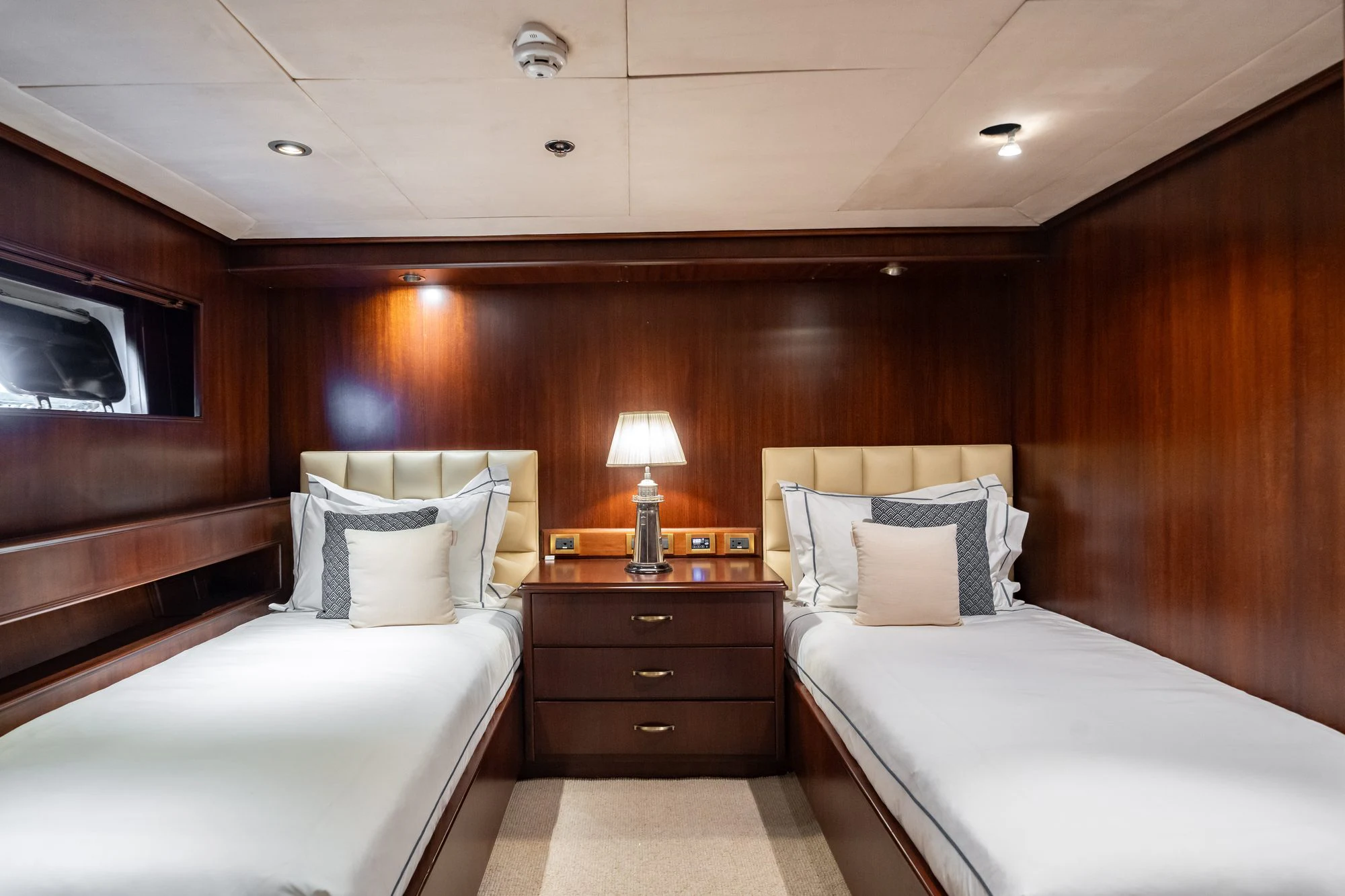 a room with two beds aboard ARIONAS Yacht for Charter