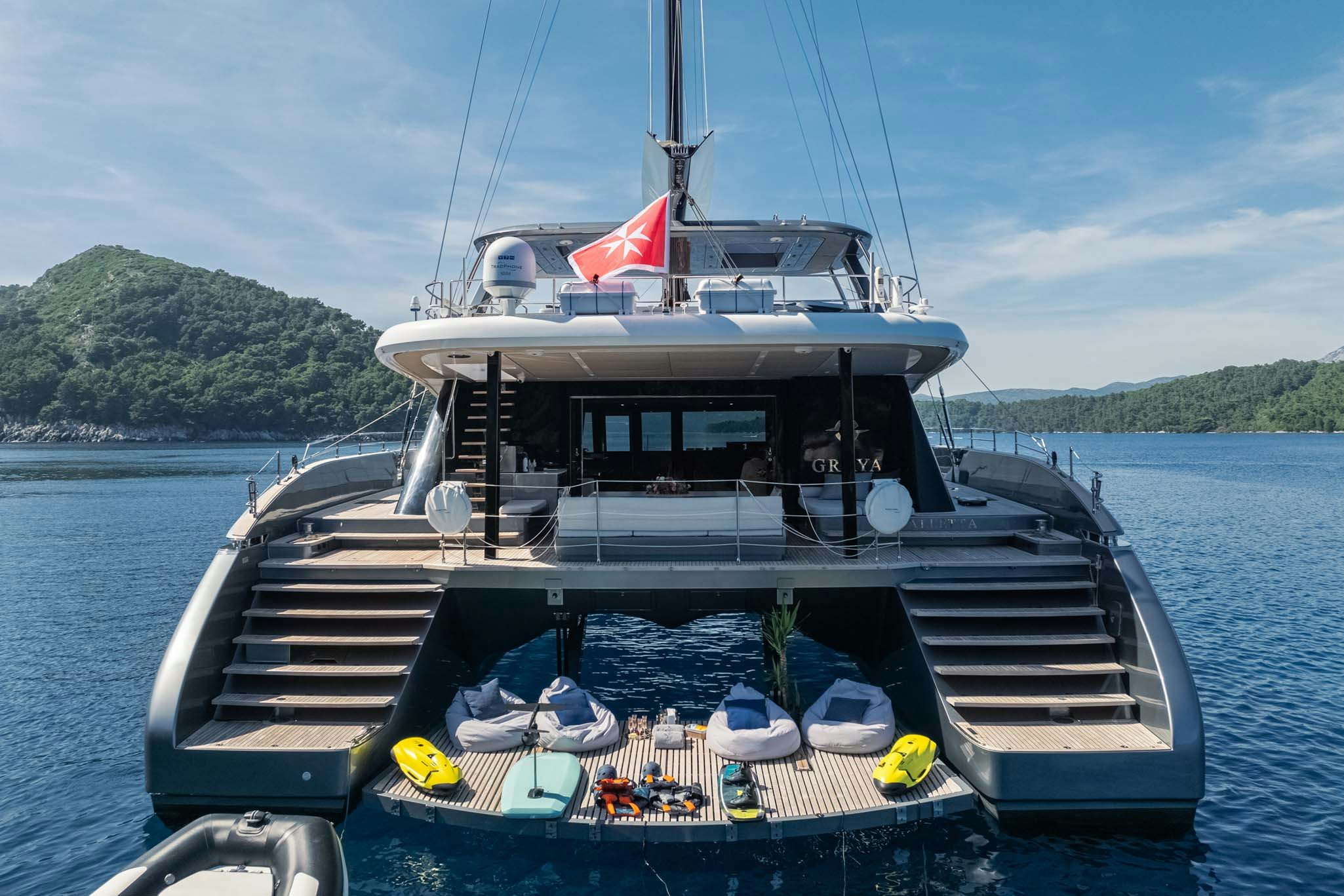 a boat on the water aboard GRAYA Yacht for Charter