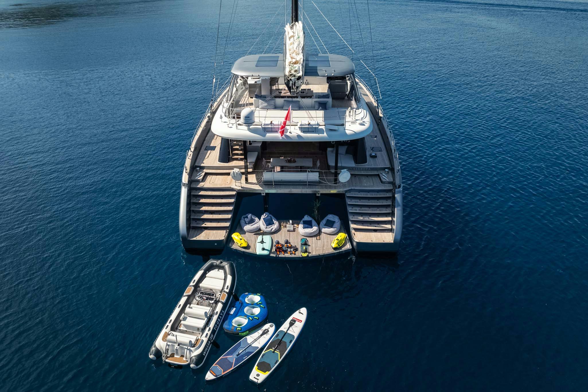 a boat on the water aboard GRAYA Yacht for Charter