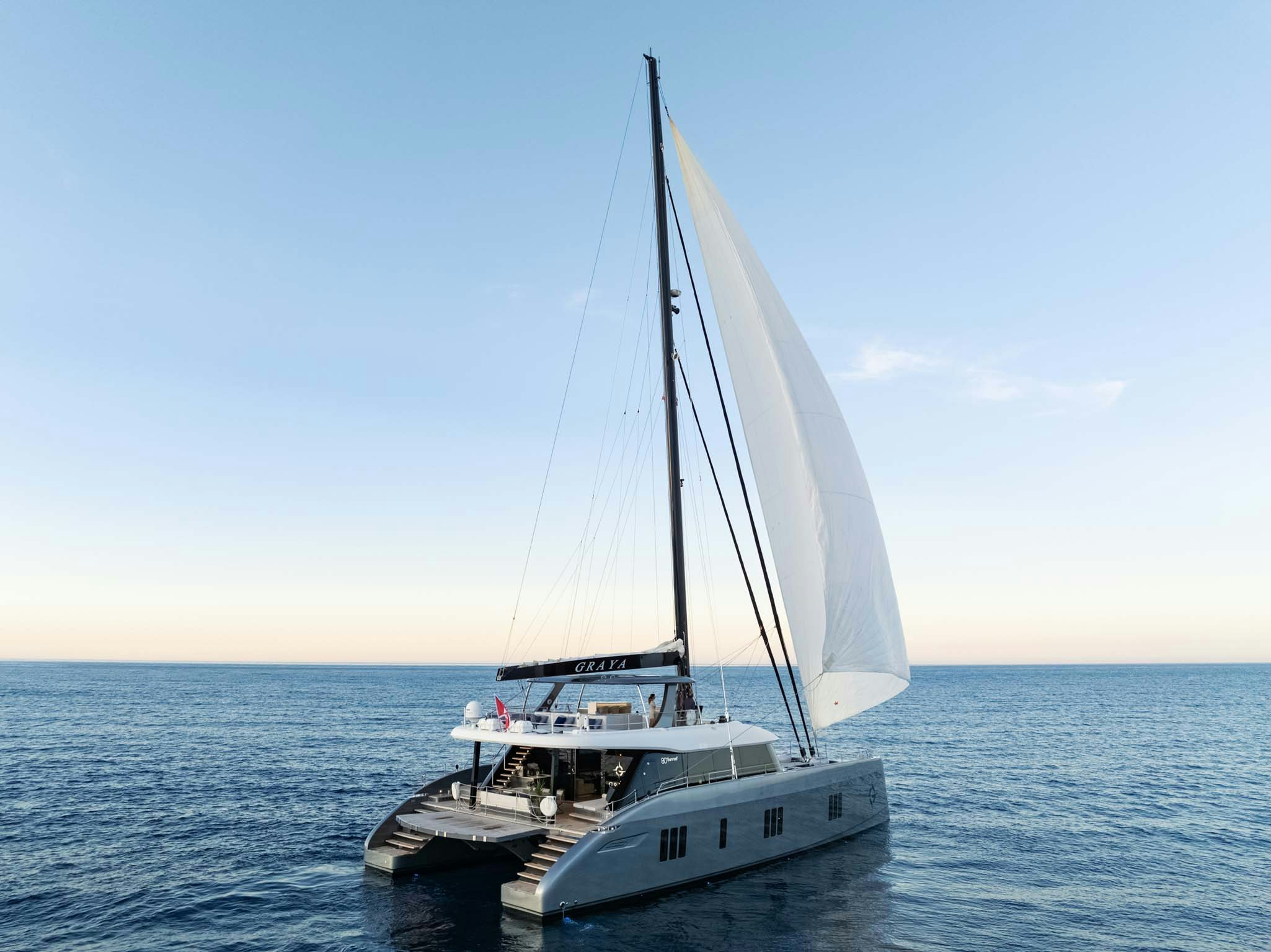 a boat on the water aboard GRAYA Yacht for Charter