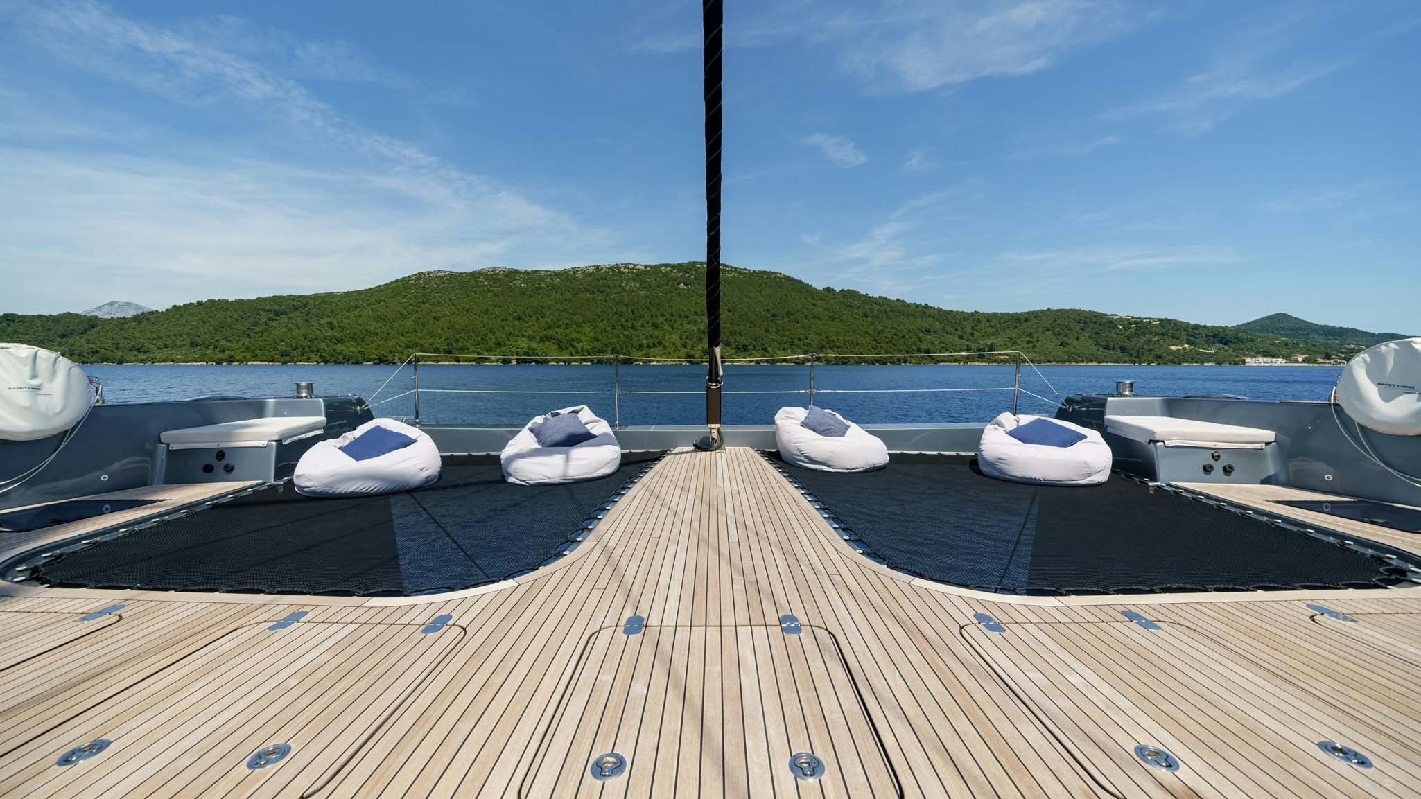 a deck with boats on it aboard GRAYA Yacht for Charter