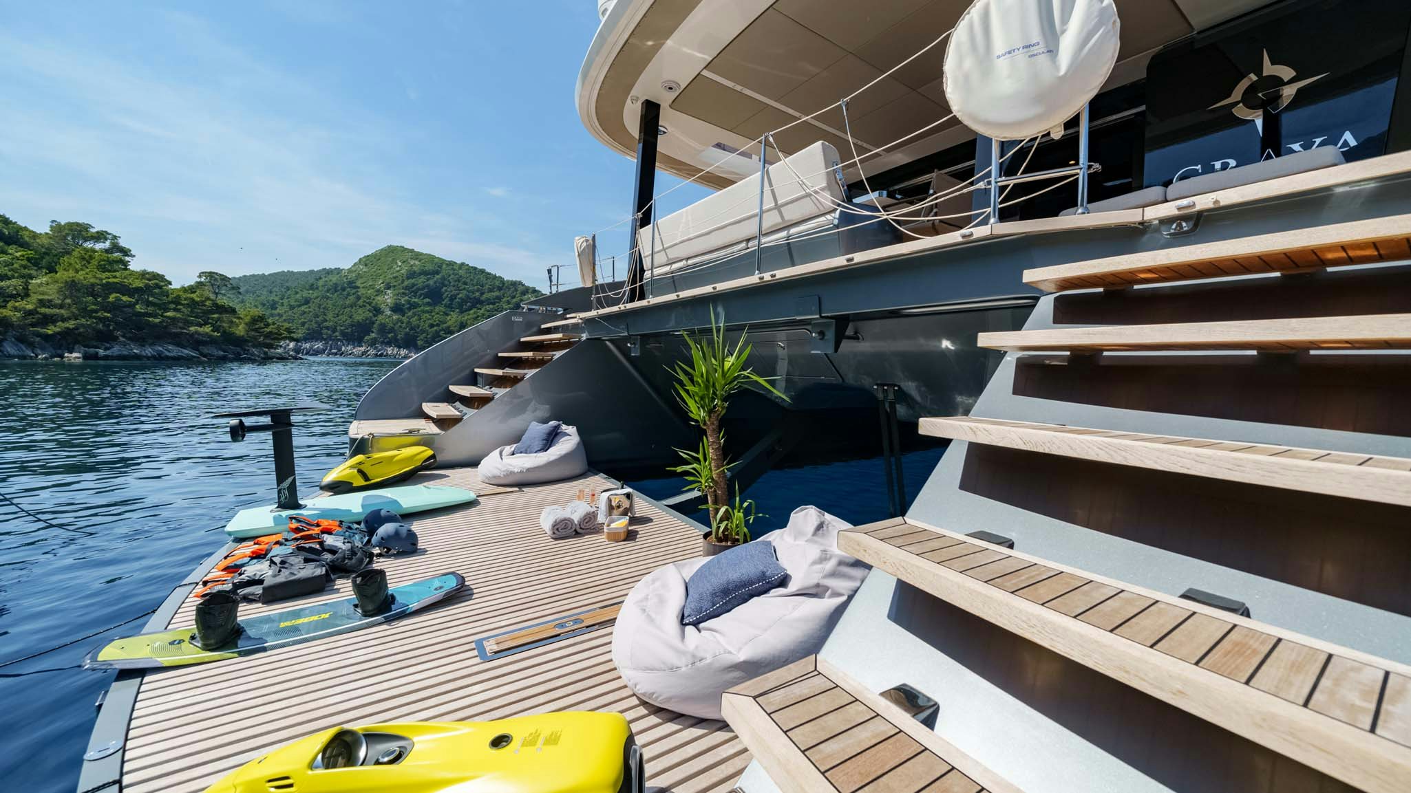 a boat on the water aboard GRAYA Yacht for Charter