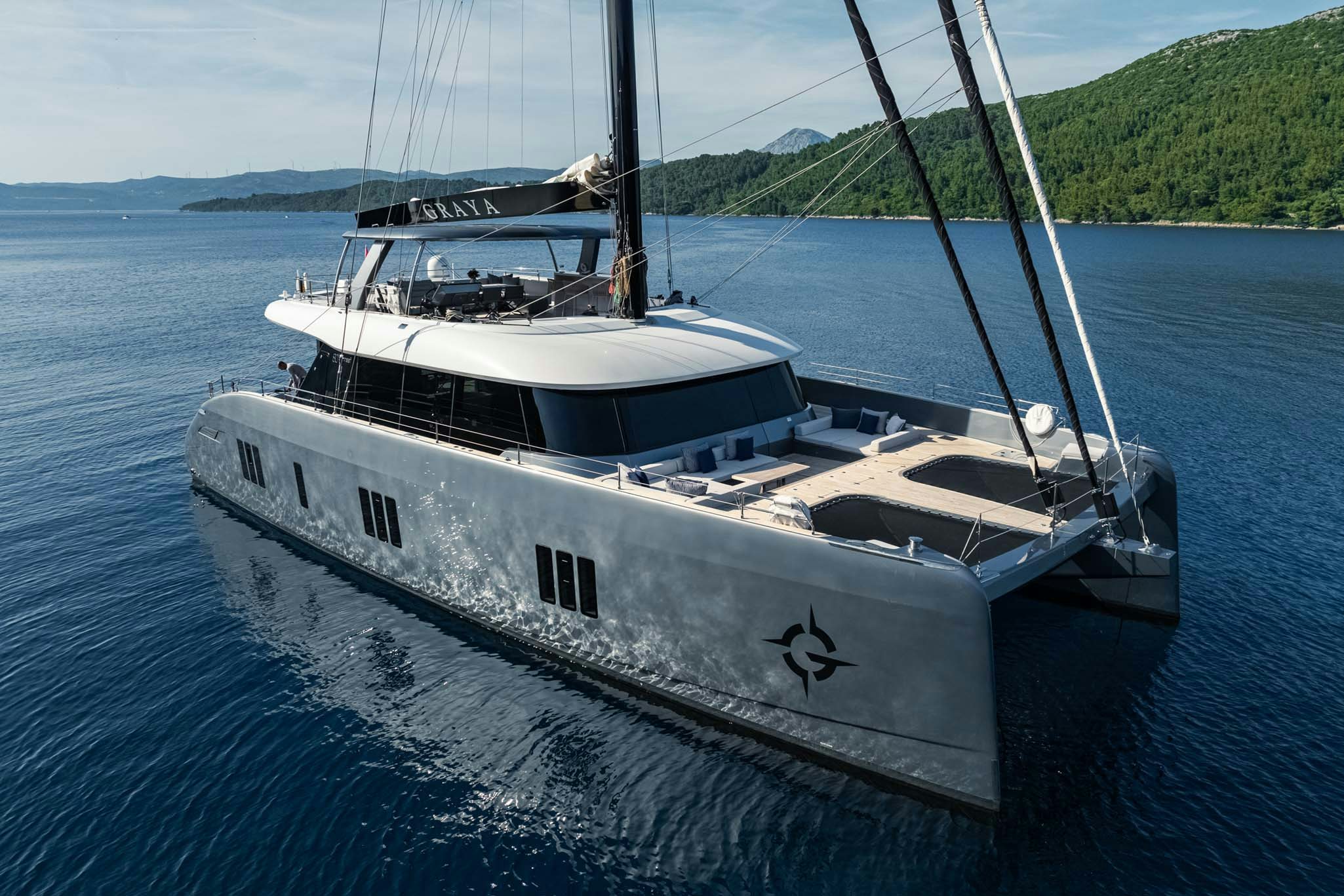 a boat in the water aboard GRAYA Yacht for Charter