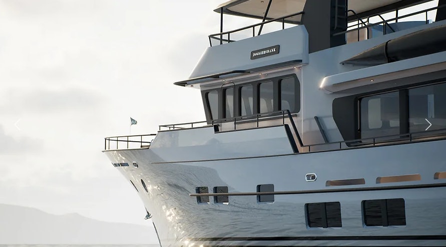 the front of a boat aboard DOGGERSBANK 90 OFFSHORE Yacht for Sale