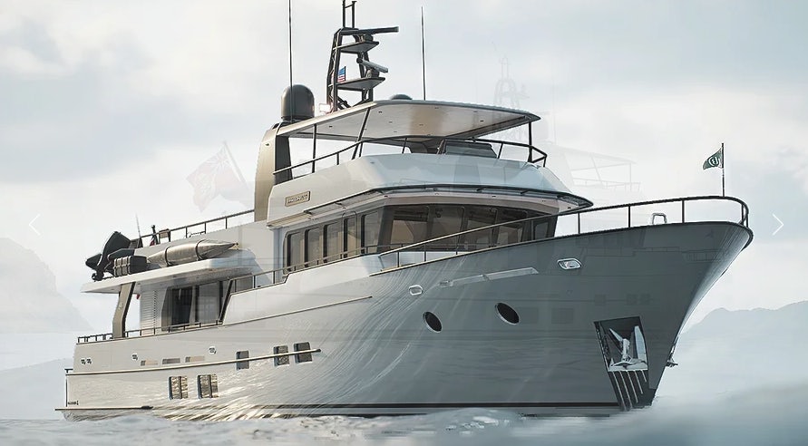 a large white ship aboard DOGGERSBANK 90 OFFSHORE Yacht for Sale