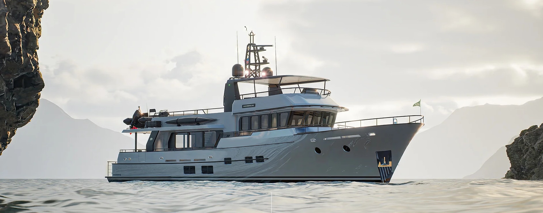 a boat on a body of water aboard DOGGERSBANK 90 OFFSHORE Yacht for Sale
