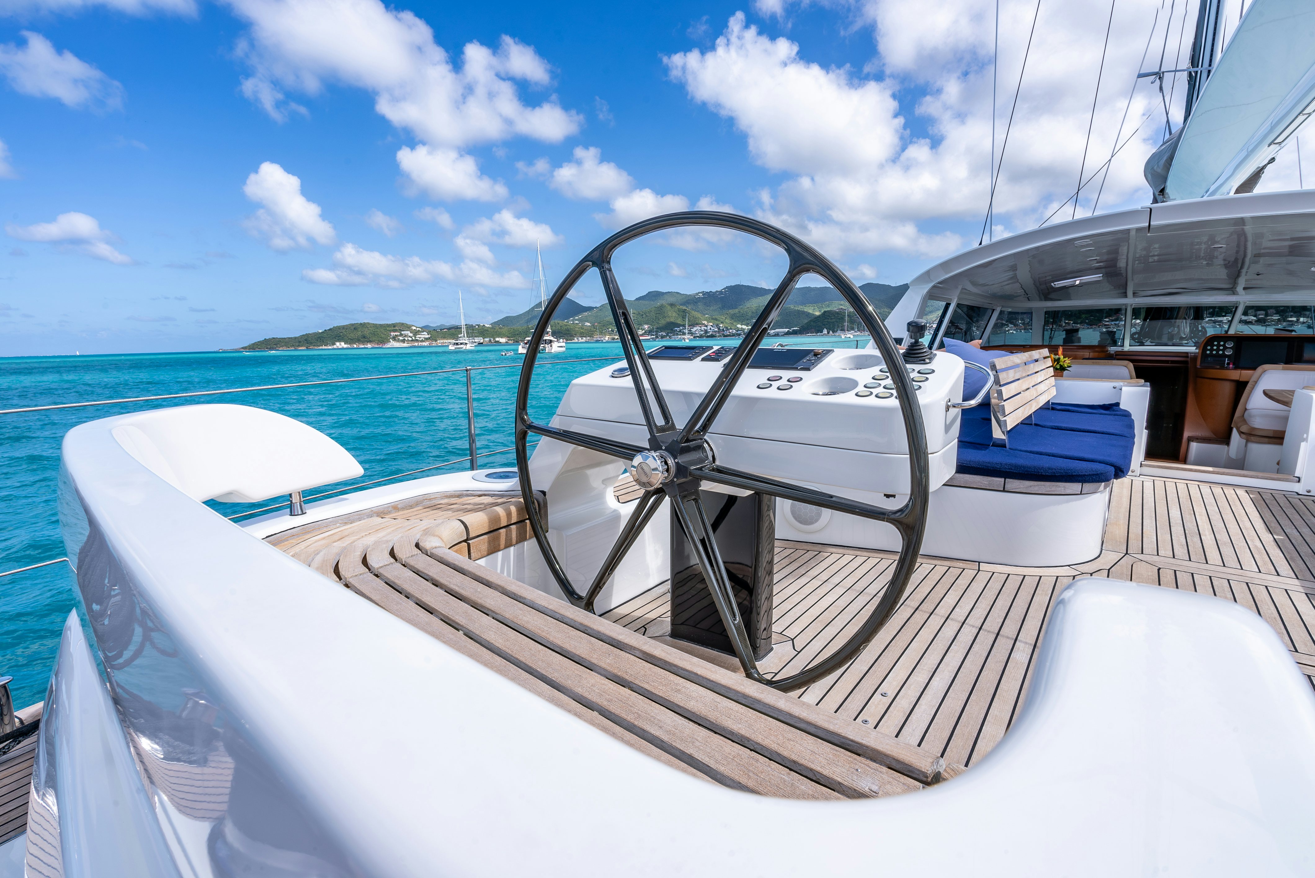 a boat on the water aboard LA JOIE DE MER Yacht for Sale