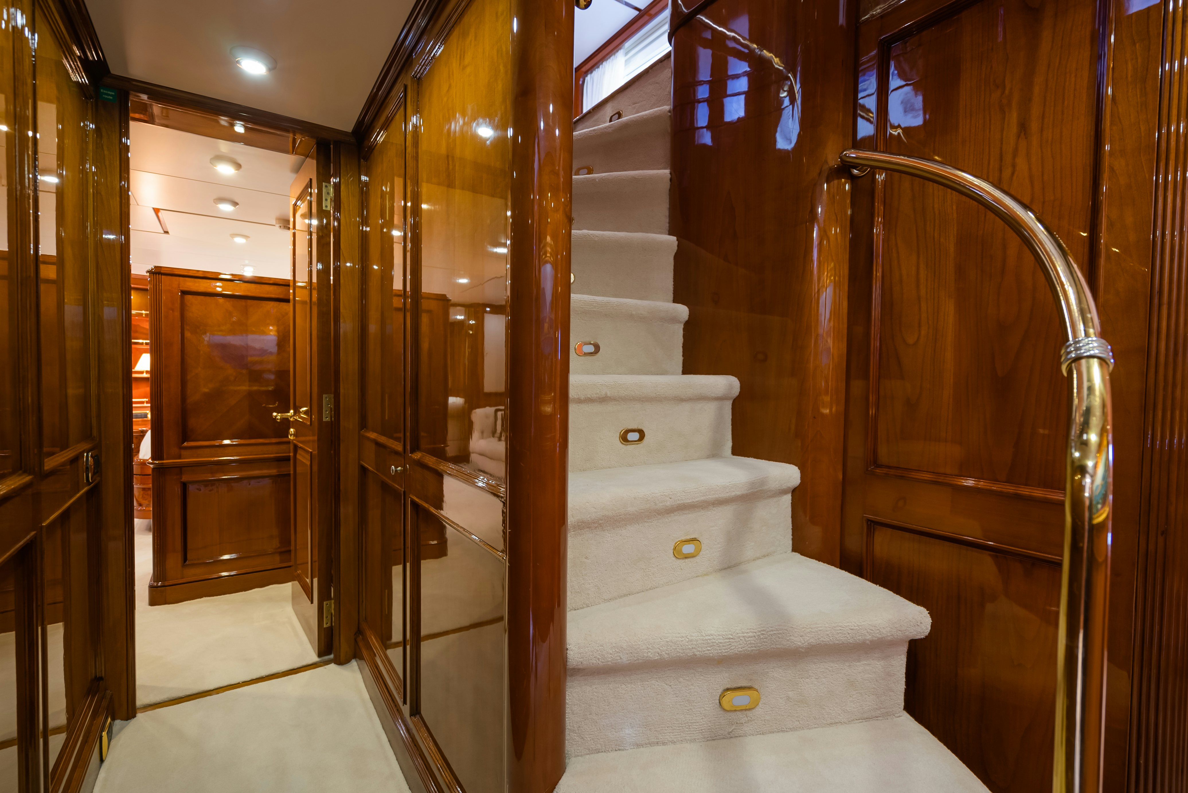 a staircase in a building aboard STELLA FIERA Yacht for Sale