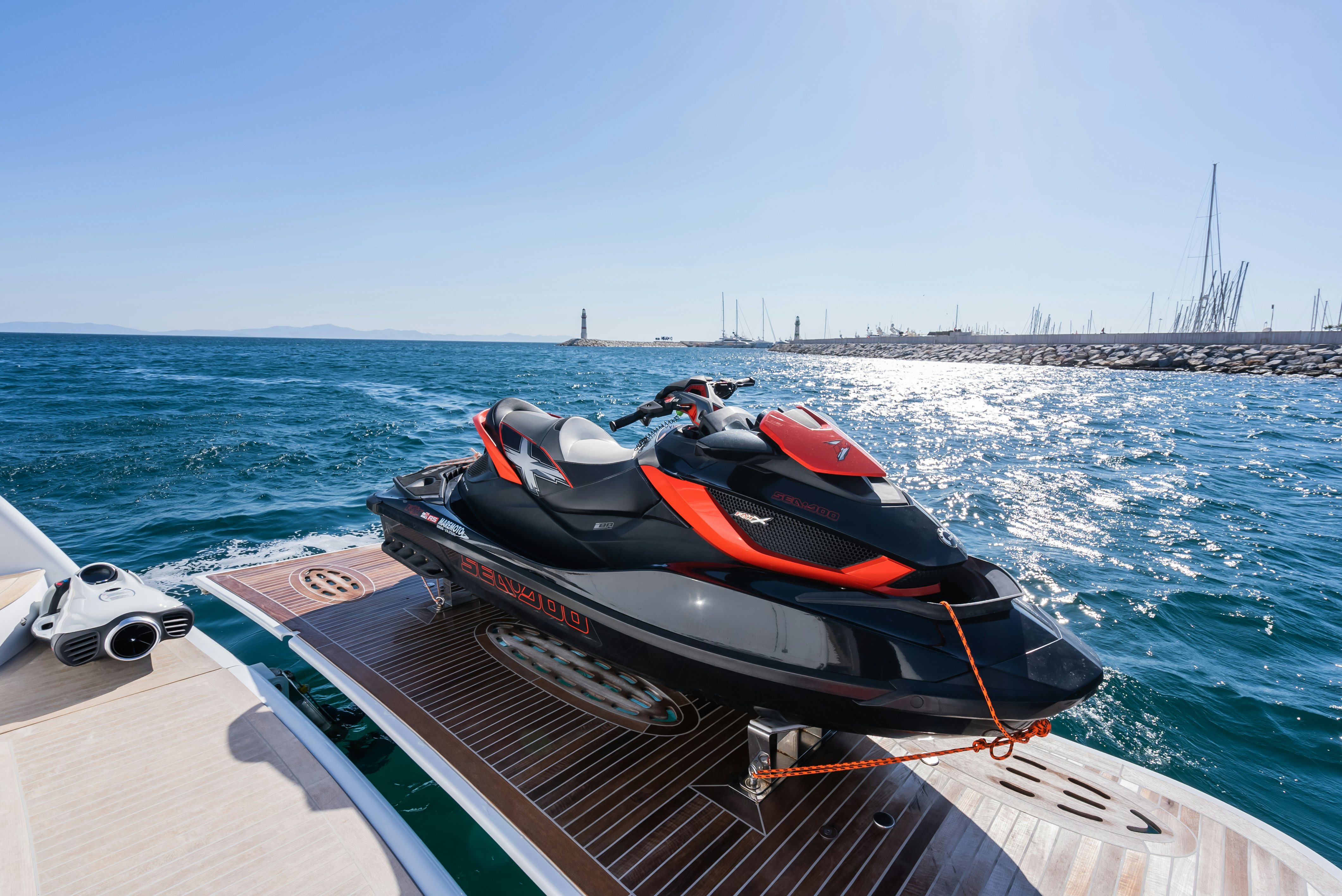 a boat with a motor on it aboard STELLA FIERA Yacht for Sale