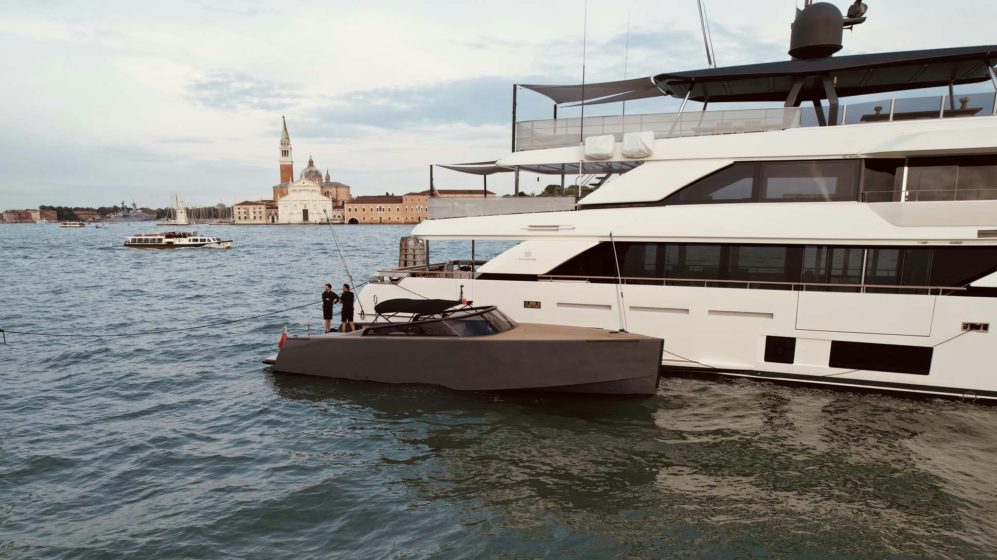 a couple of people on a boat aboard PALOMA Yacht for Charter