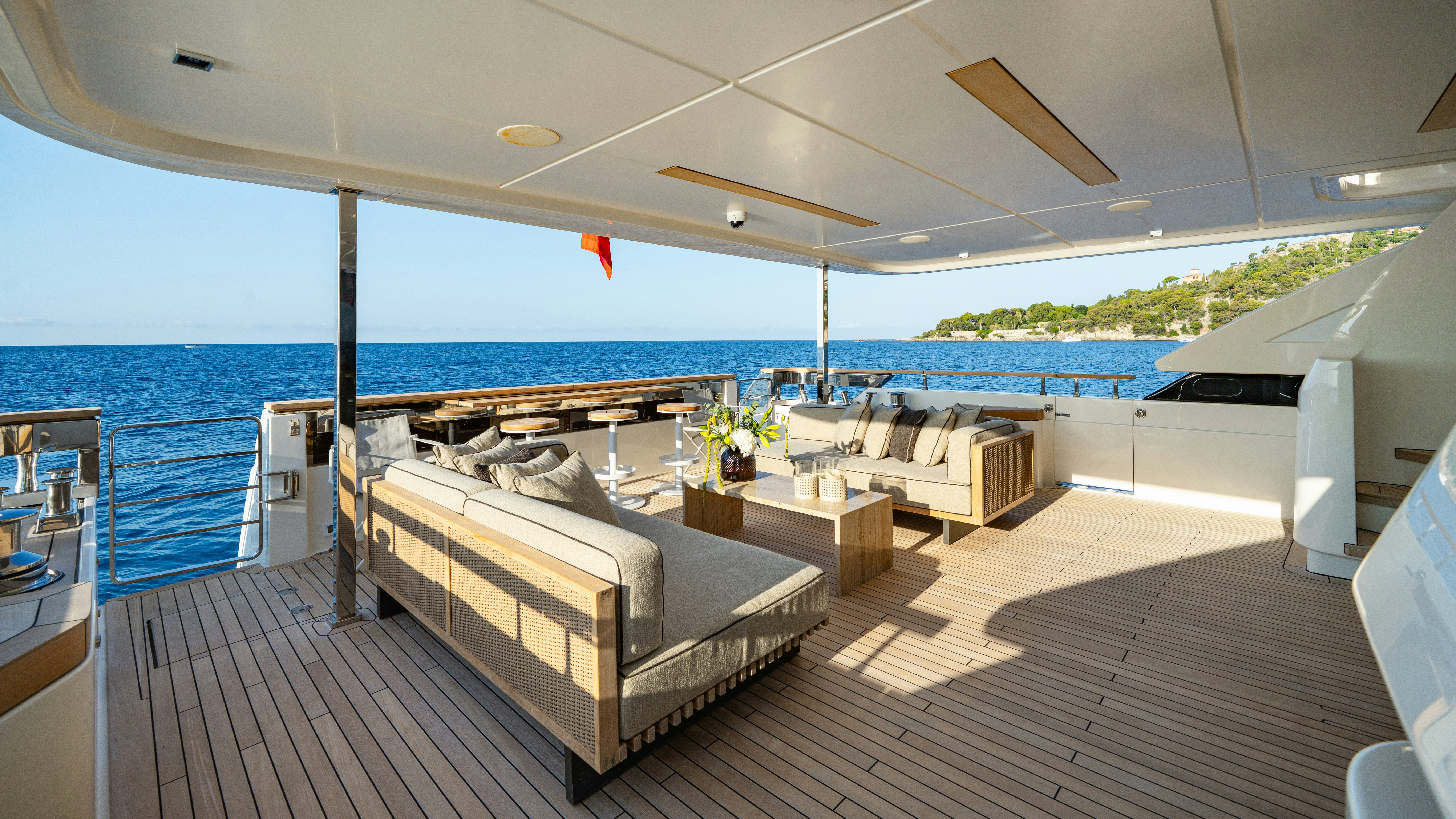 a large living room with a large pool aboard PALOMA Yacht for Charter