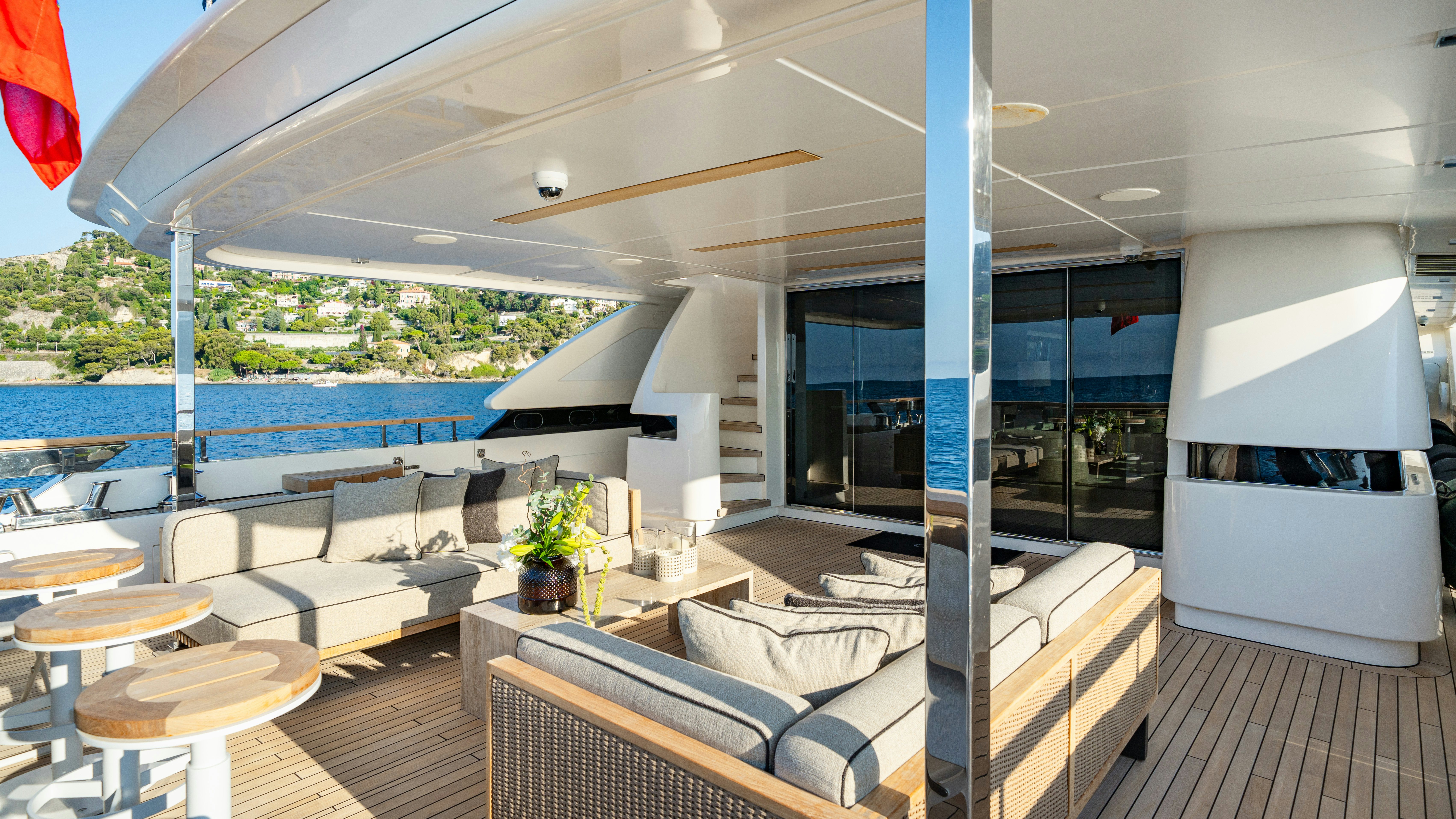 a room with a couch and a table and chairs aboard PALOMA Yacht for Charter