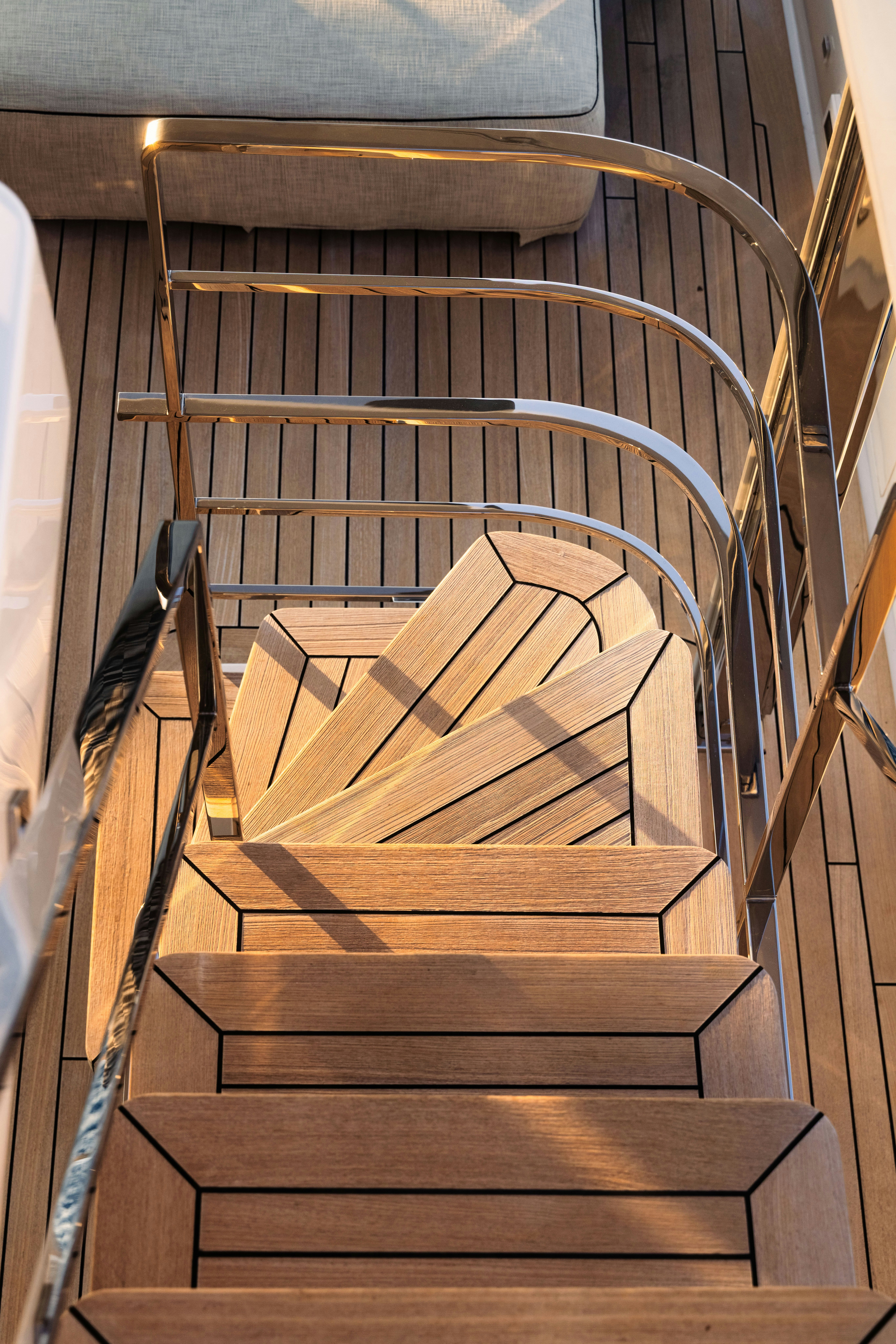 a set of stairs aboard PALOMA Yacht for Charter