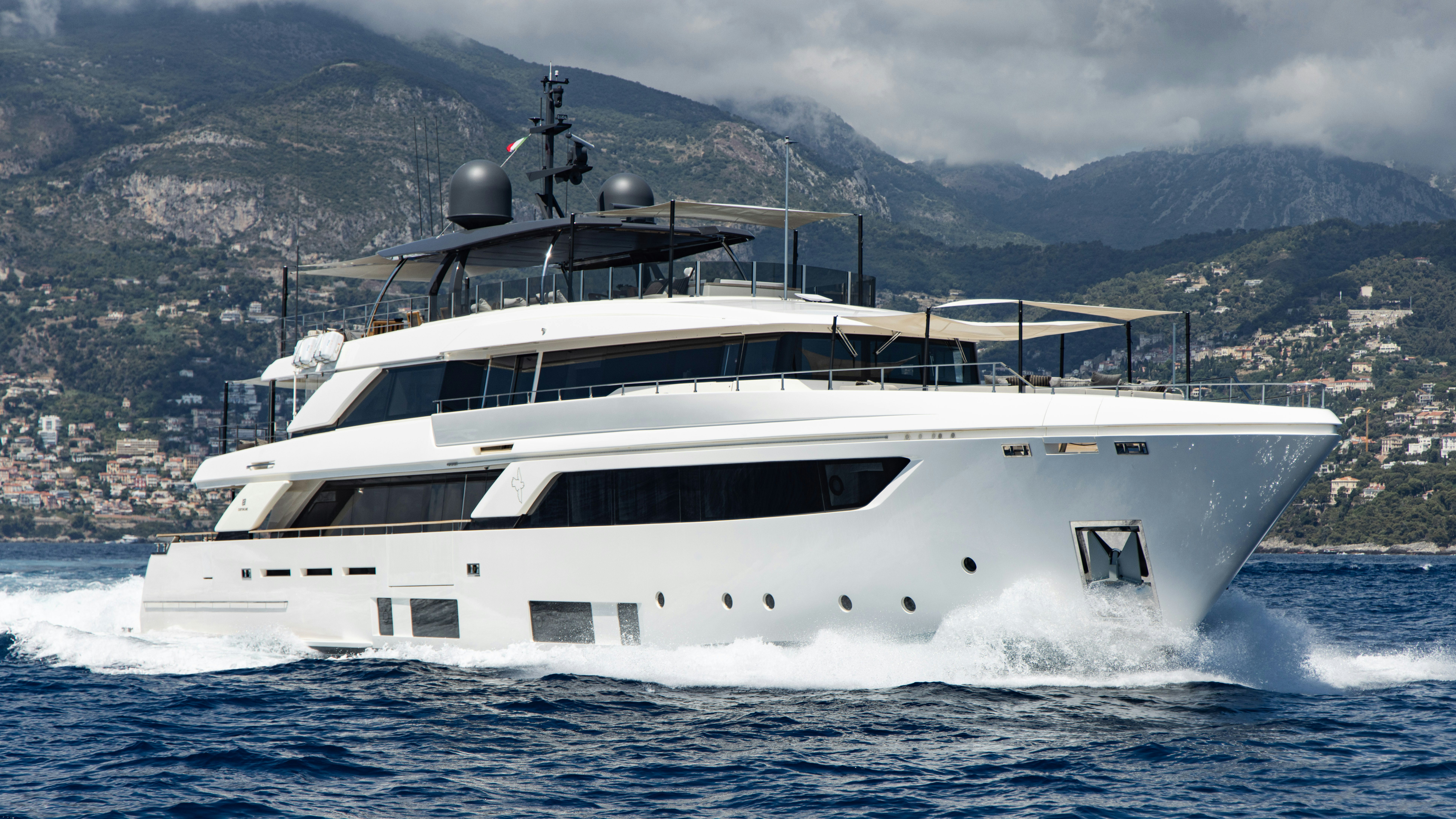 a white yacht in the water aboard PALOMA Yacht for Charter