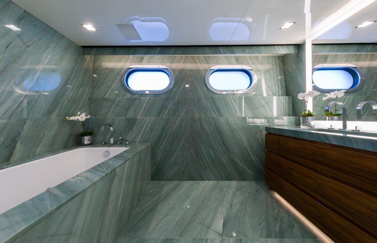a large indoor swimming pool aboard CHASSEUR Yacht for Charter