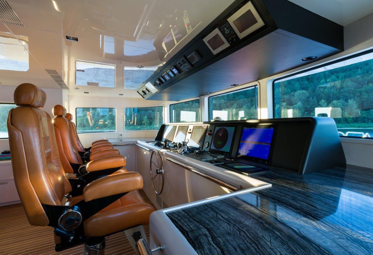 inside of a train aboard CHASSEUR Yacht for Charter