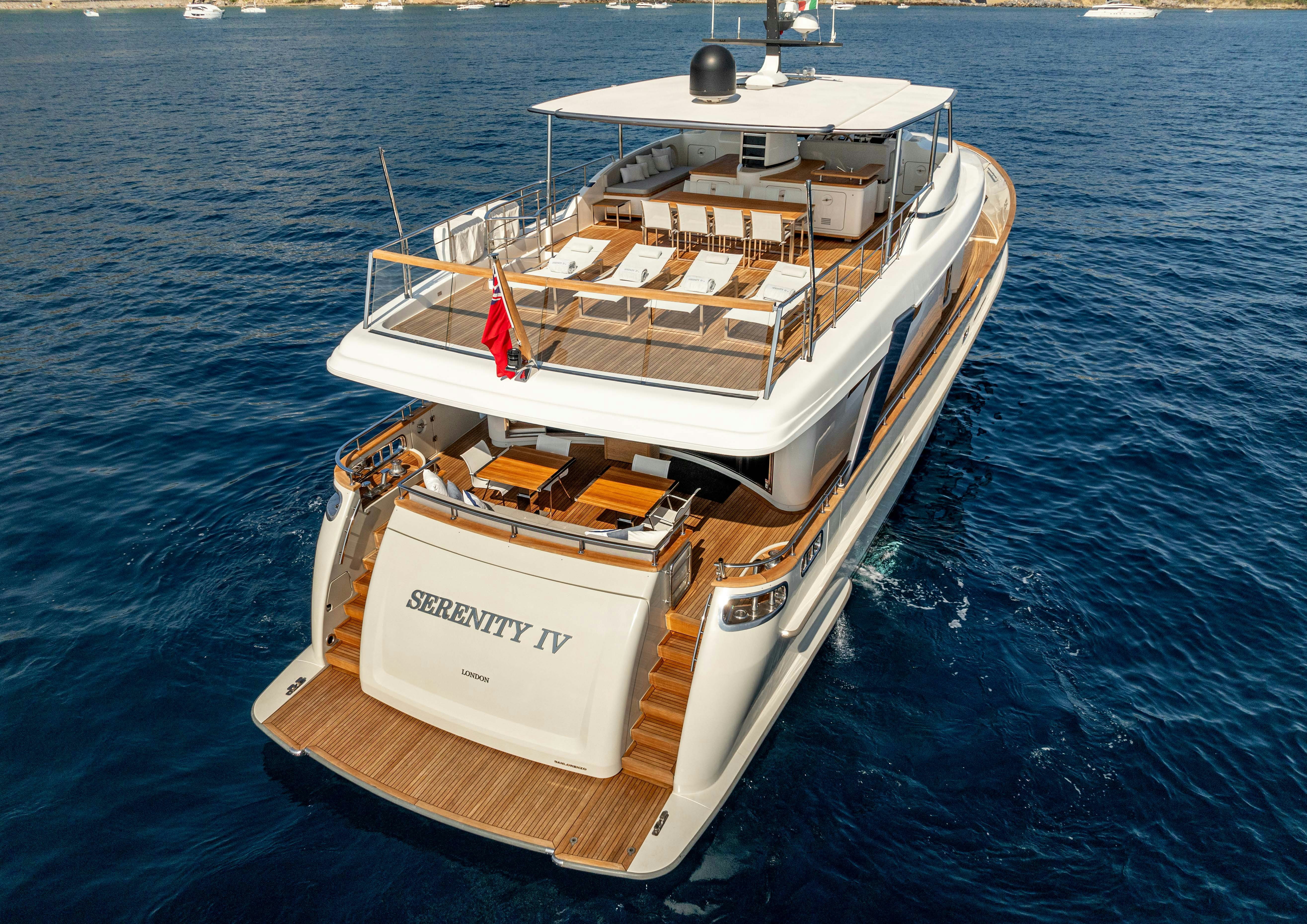 a boat on the water aboard SERENITY IV Yacht for Sale