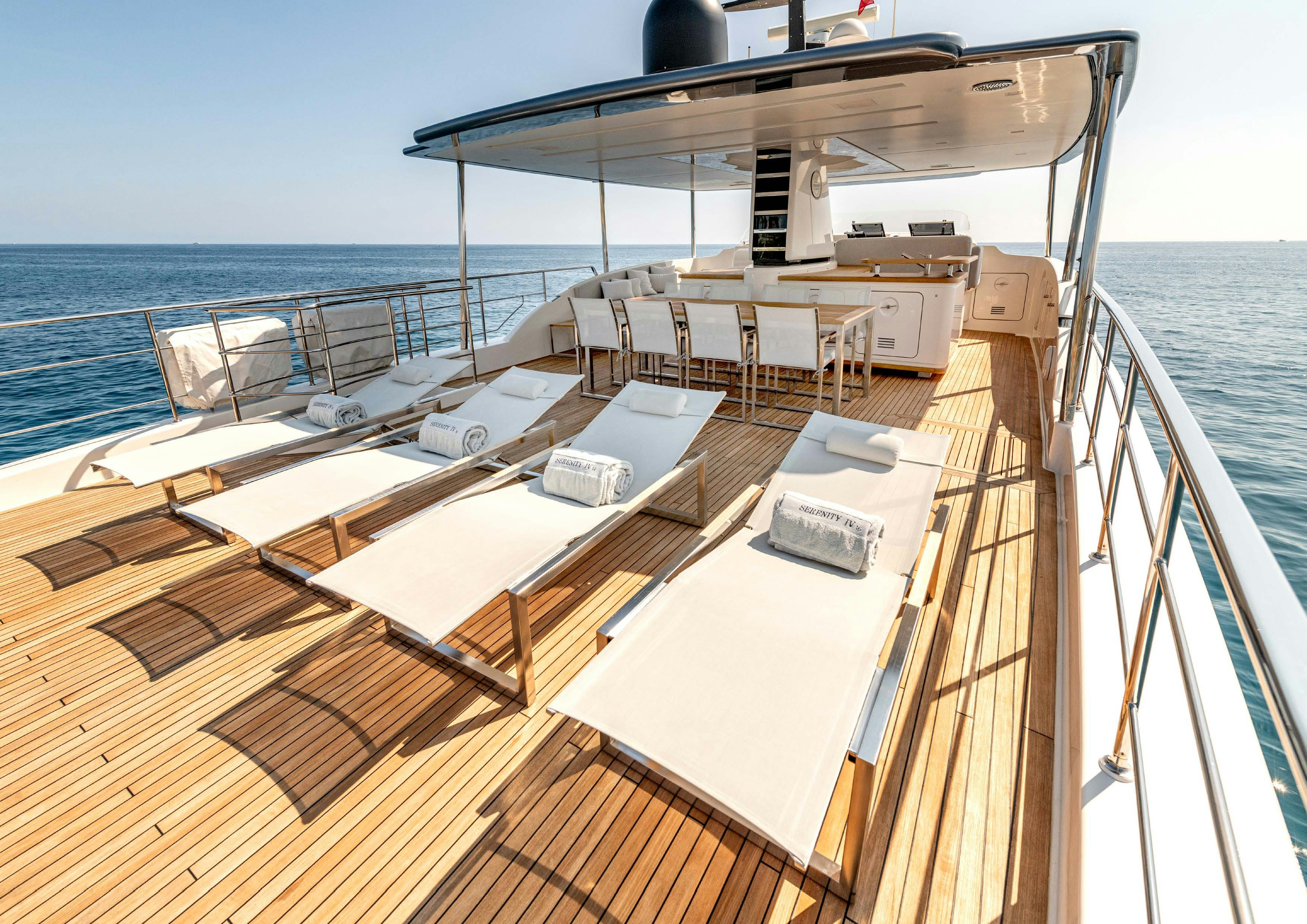 a boat on the water aboard SERENITY IV Yacht for Sale