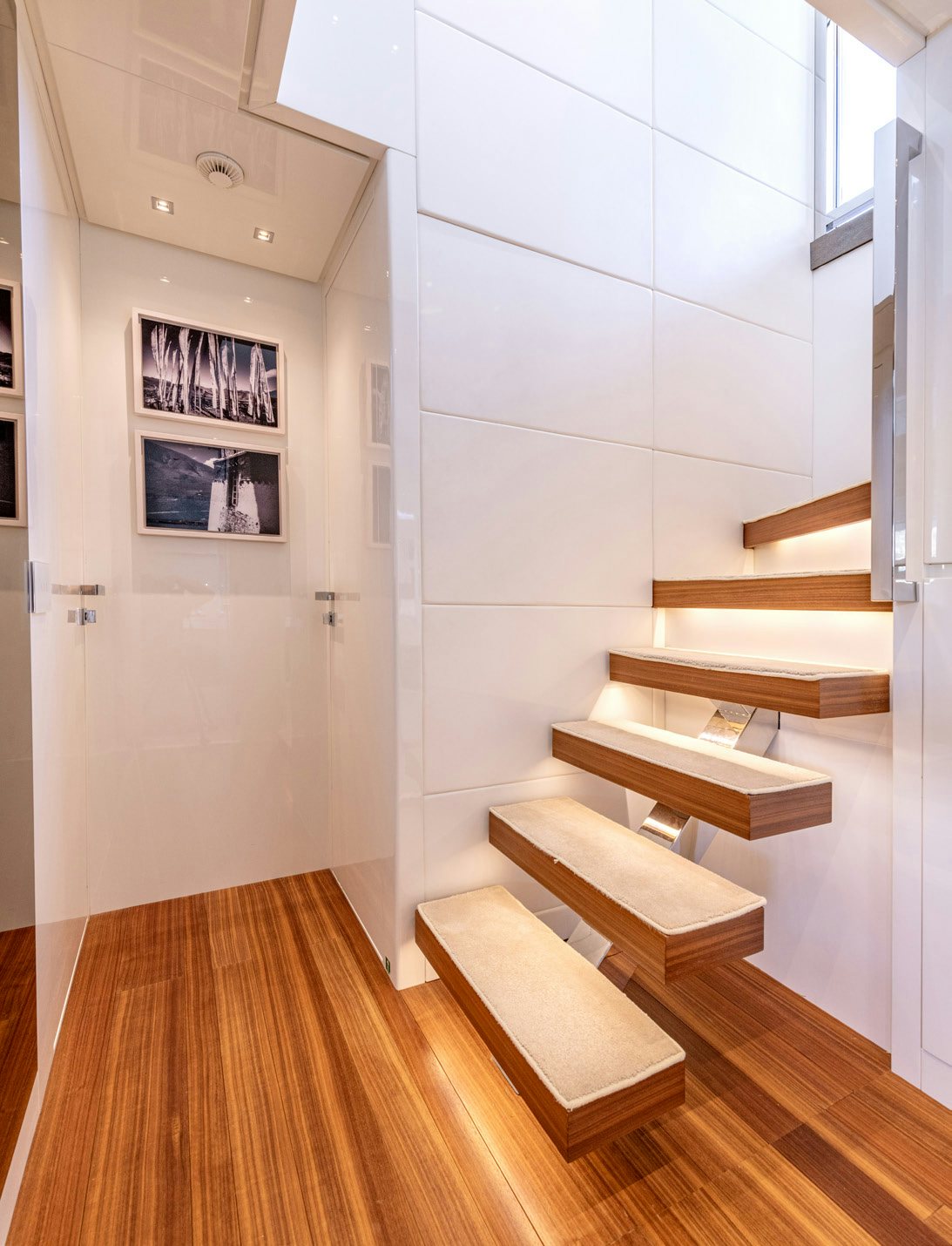 a staircase in a room aboard SERENITY IV Yacht for Sale