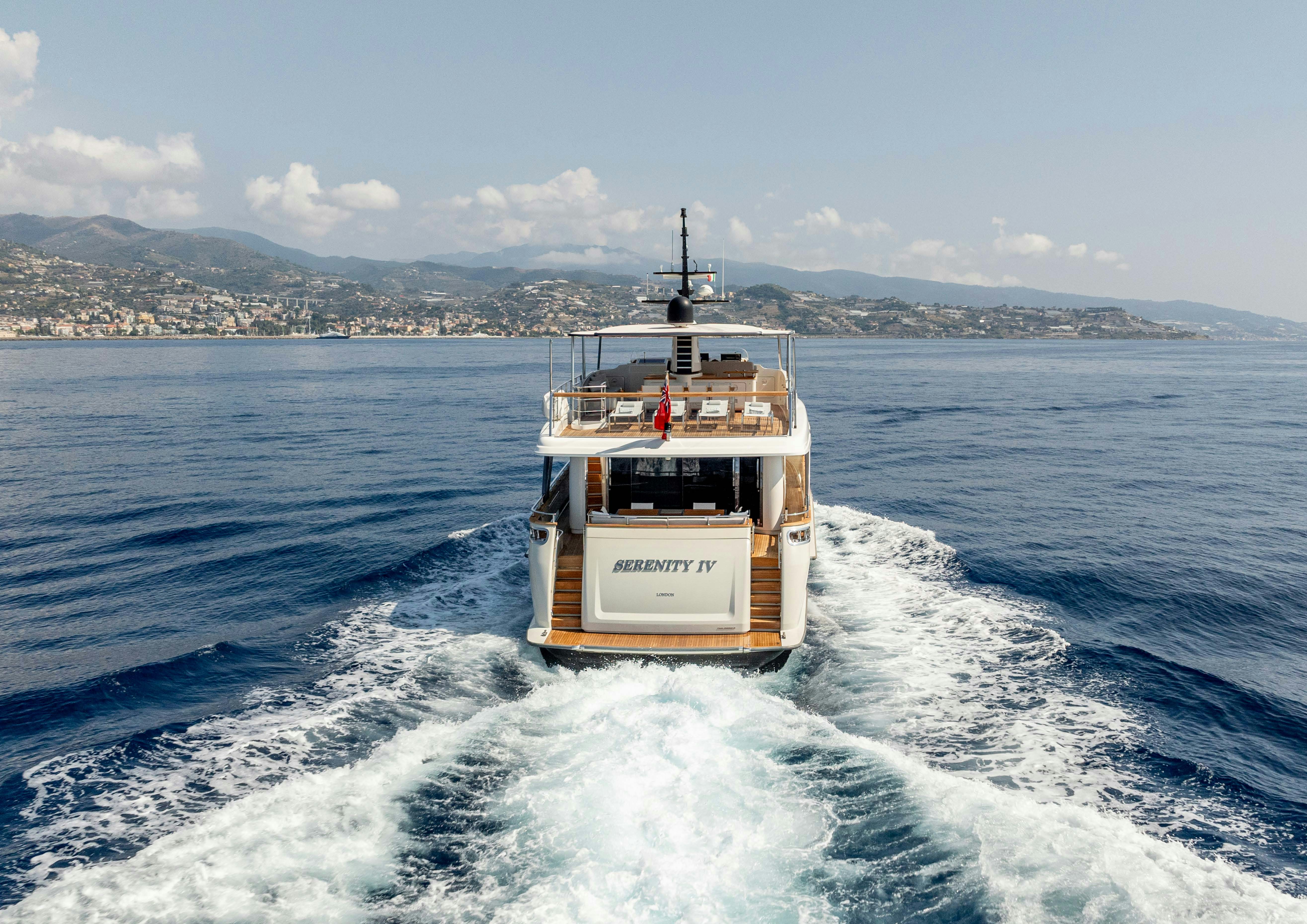 a boat on the water aboard SERENITY IV Yacht for Sale