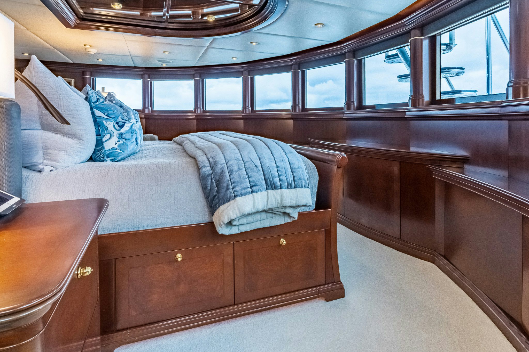 a couch in a room aboard ZOOM ZOOM ZOOM Yacht for Charter