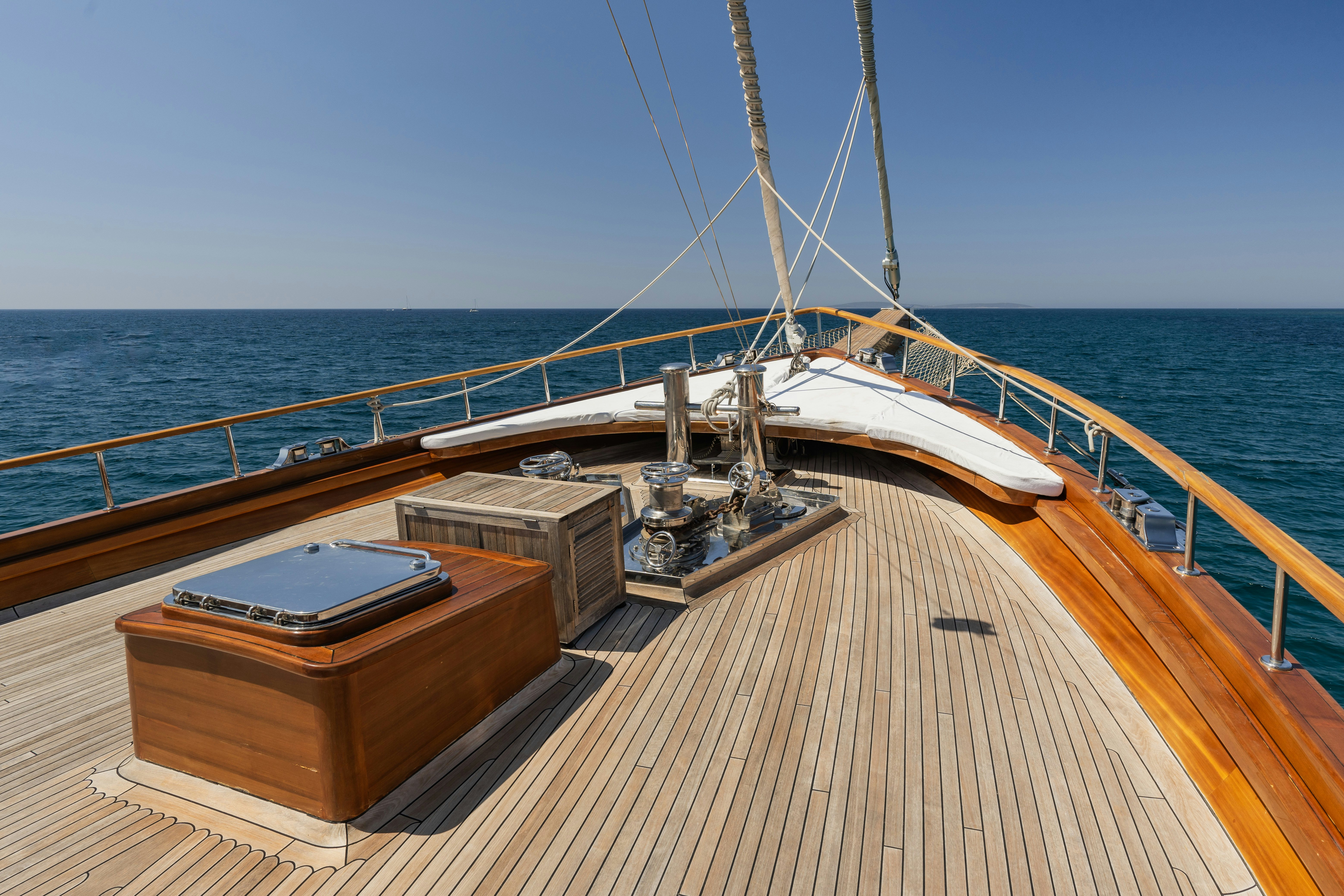 a wooden deck on a boat aboard CAKIRYILDIZ Yacht for Sale