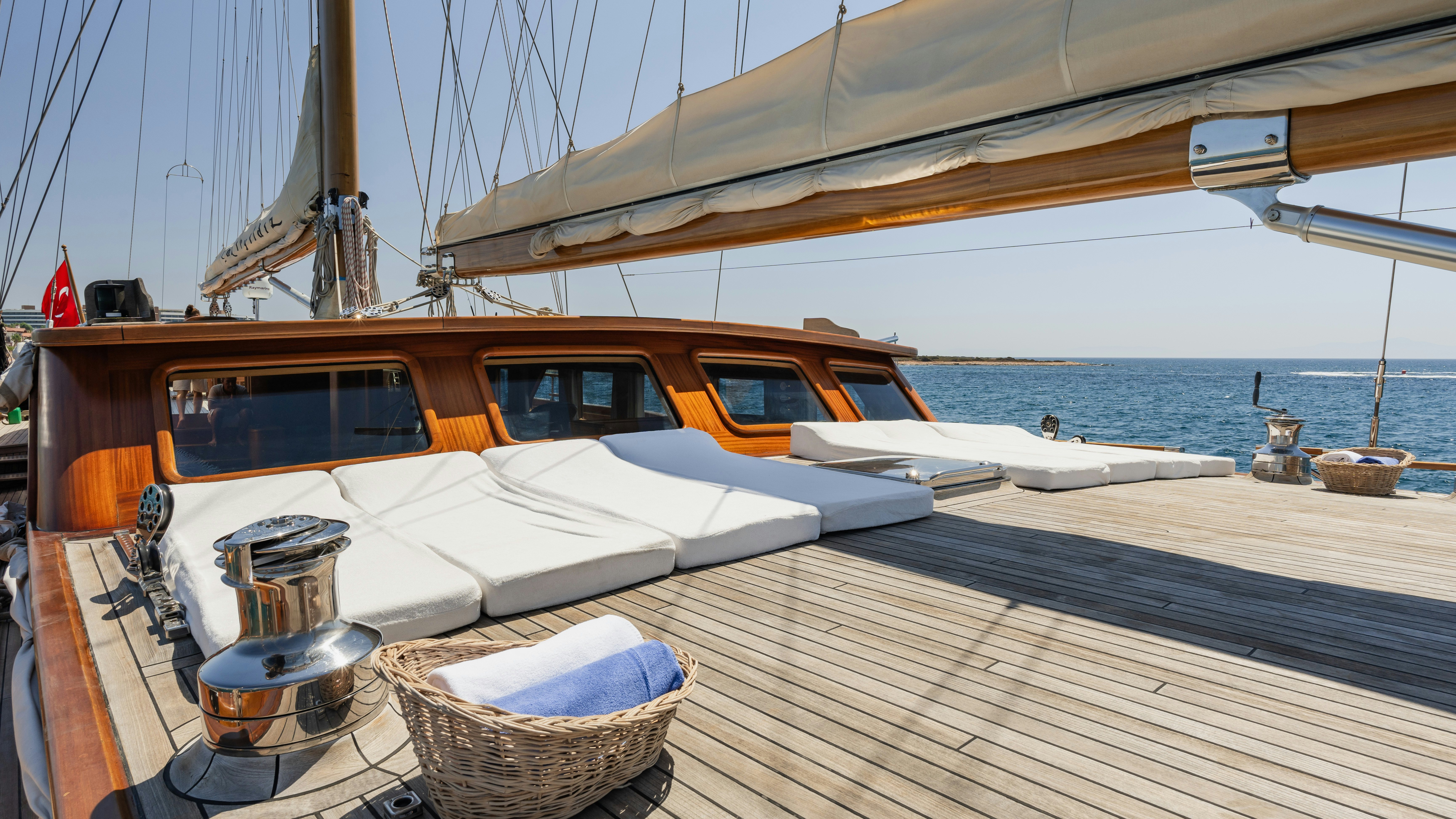 a boat on a deck aboard CAKIRYILDIZ Yacht for Sale