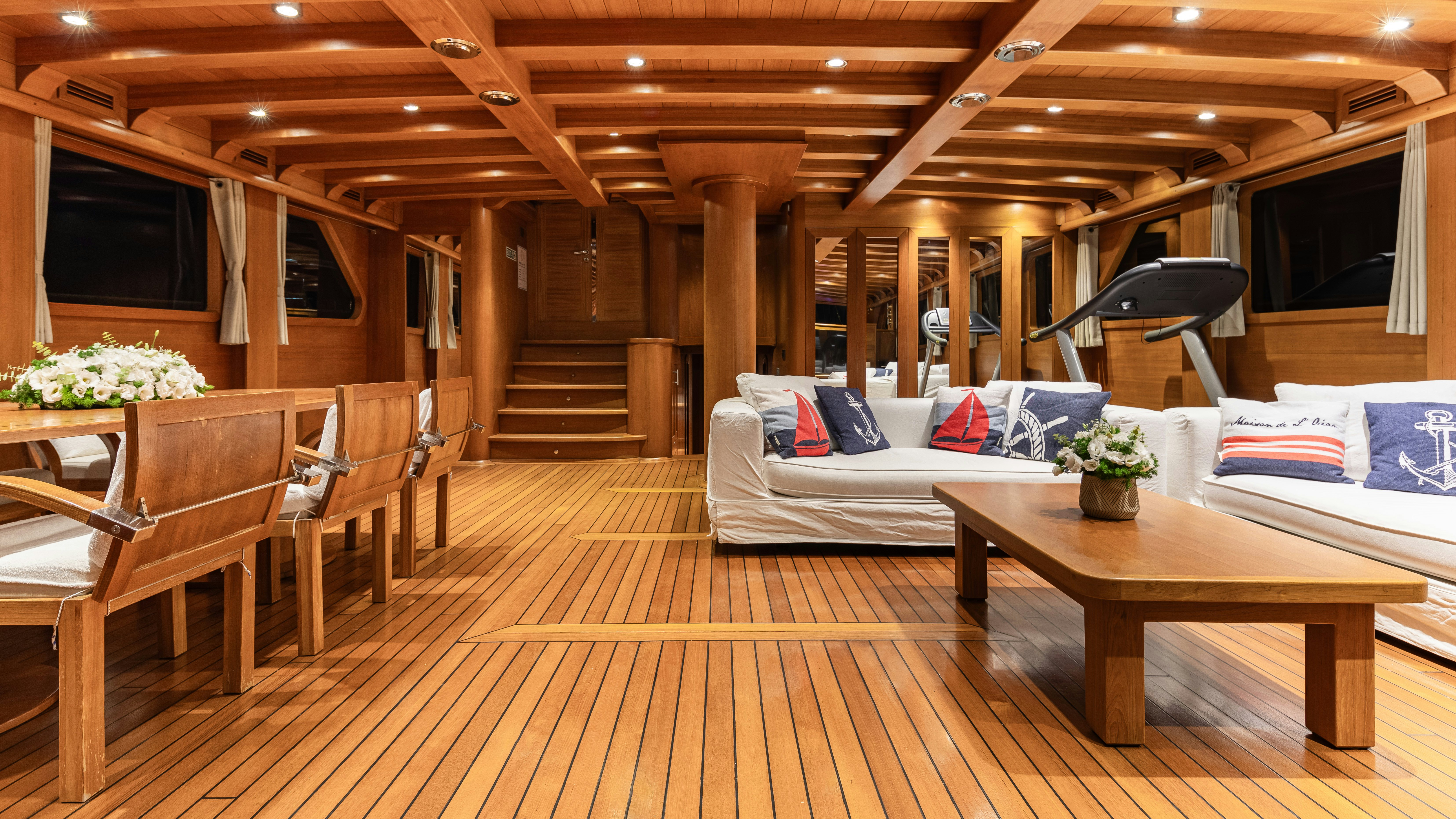 a room with a bed and a table aboard CAKIRYILDIZ Yacht for Sale