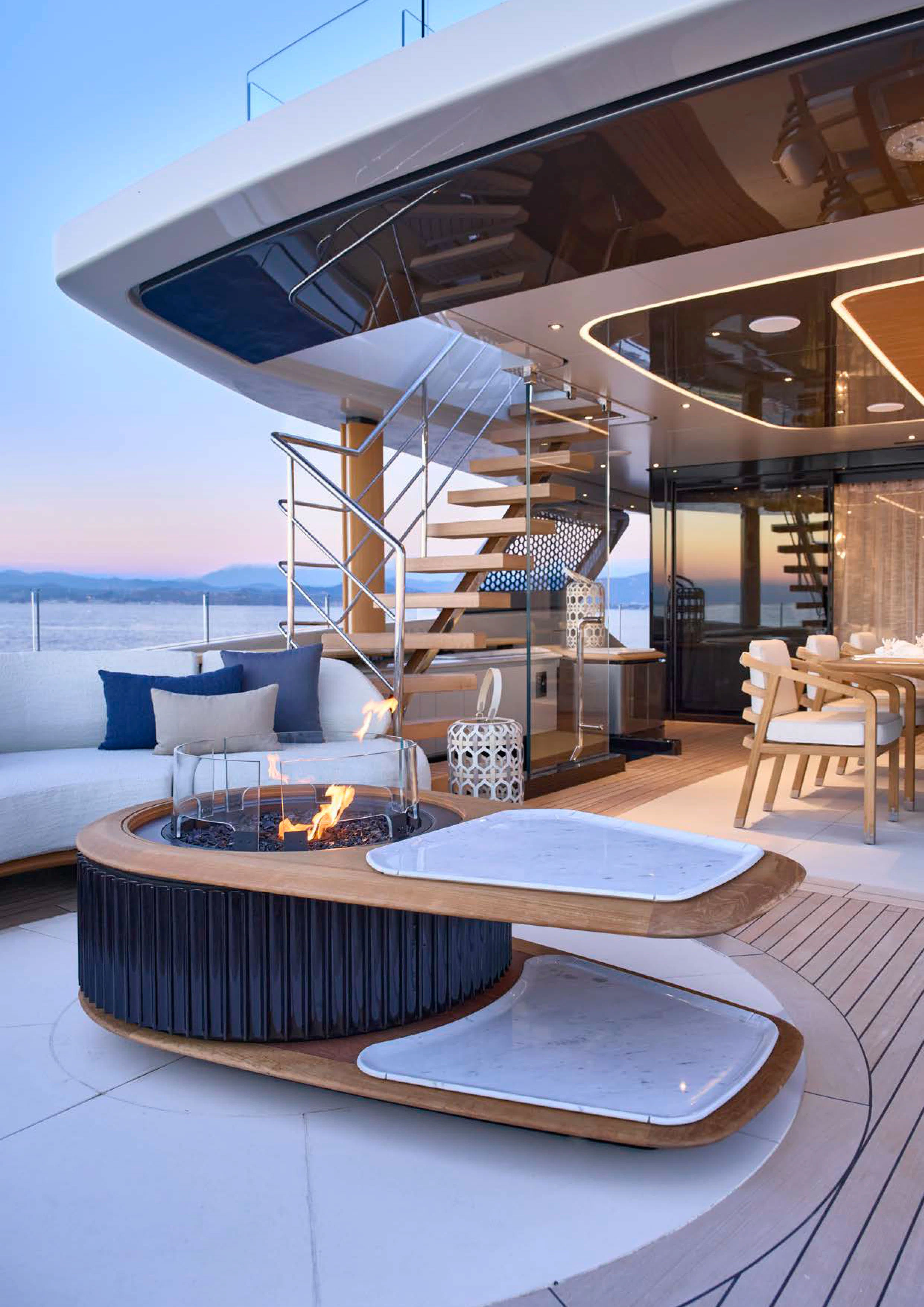 a modern looking living room aboard AWANDRA Yacht for Charter