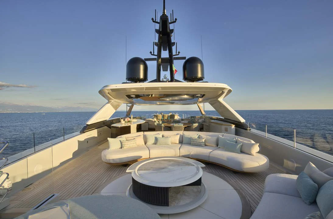 a large ship in the water aboard AWANDRA Yacht for Charter