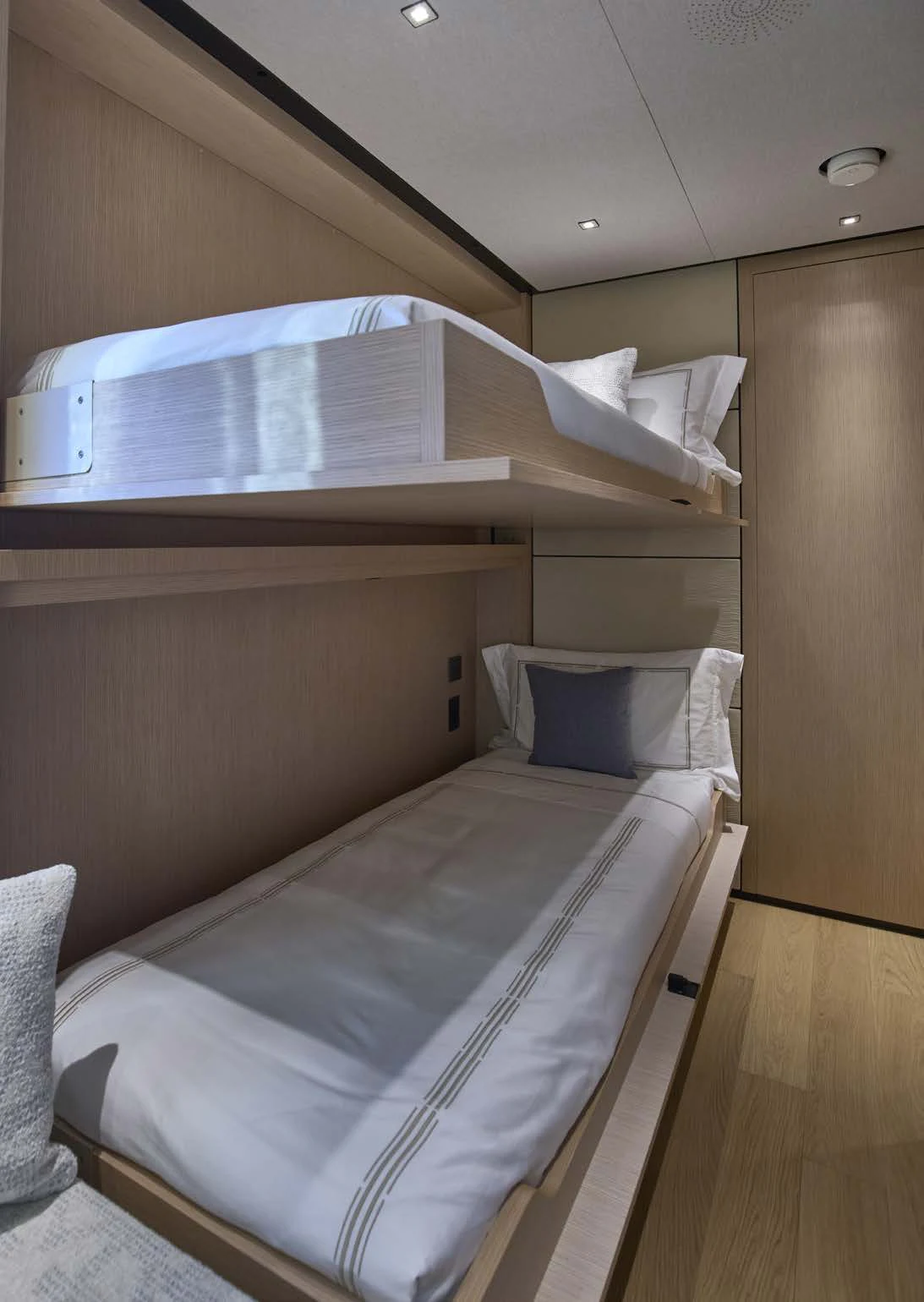 a room with two beds aboard AWANDRA Yacht for Charter