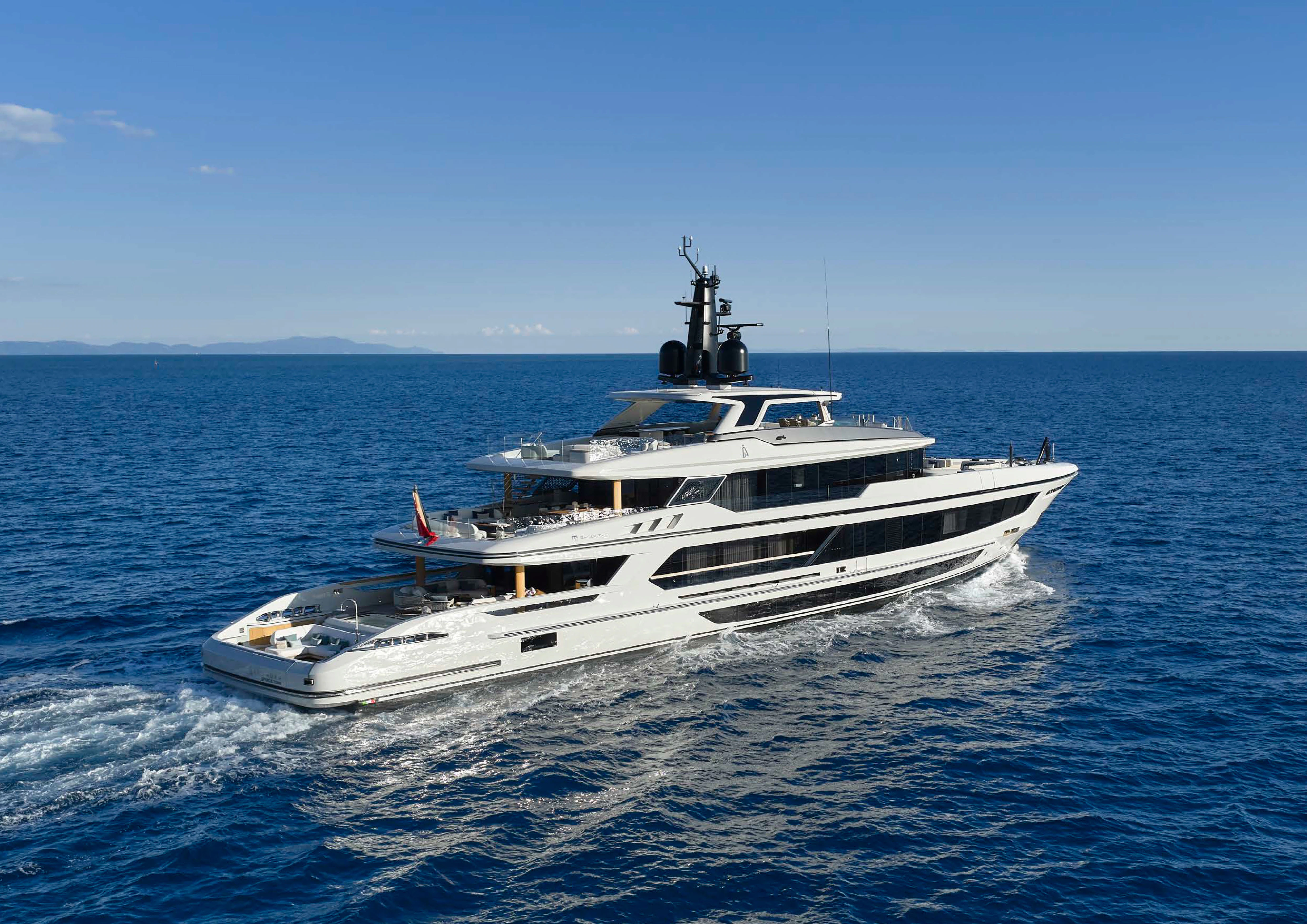 a white yacht on the water aboard AWANDRA Yacht for Charter