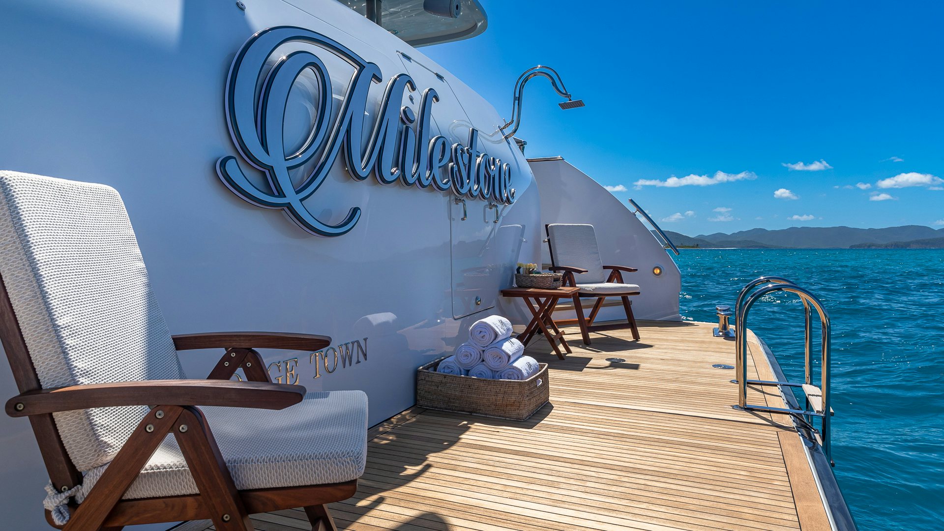a boat on the water aboard MILESTONE Yacht for Charter