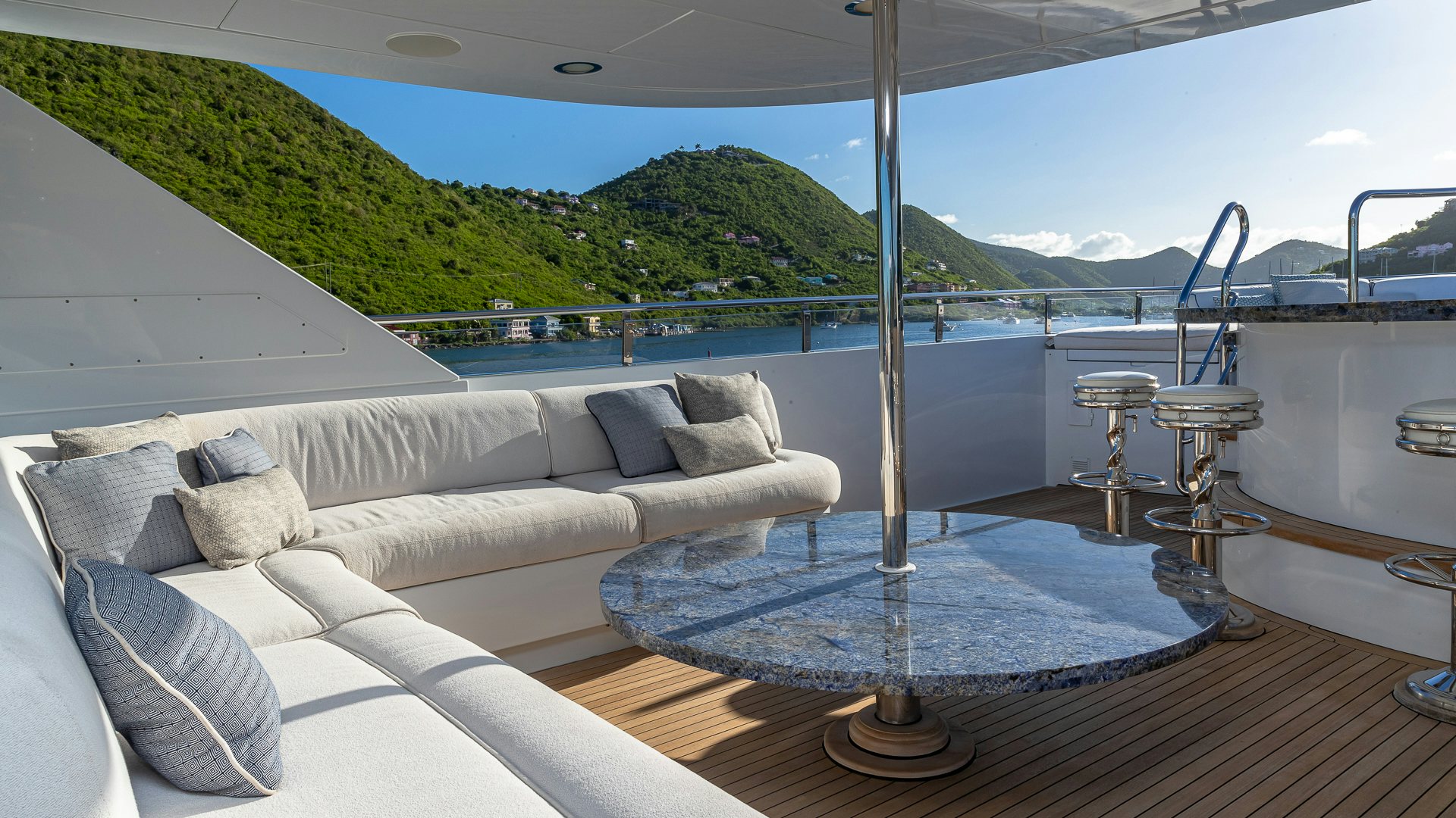 a large boat on a body of water aboard MILESTONE Yacht for Charter