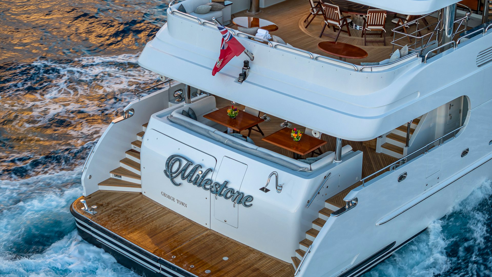 a boat on the water aboard MILESTONE Yacht for Charter